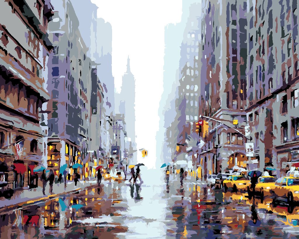 zuty Malování podle čísel - RUŠNÁ ULICE V NEW YORKU II (RICHARD MACNEIL) - Rozměr: 40x50 cm, Rámování: Varianta: vypnuté plátno na rám - obrázek 7