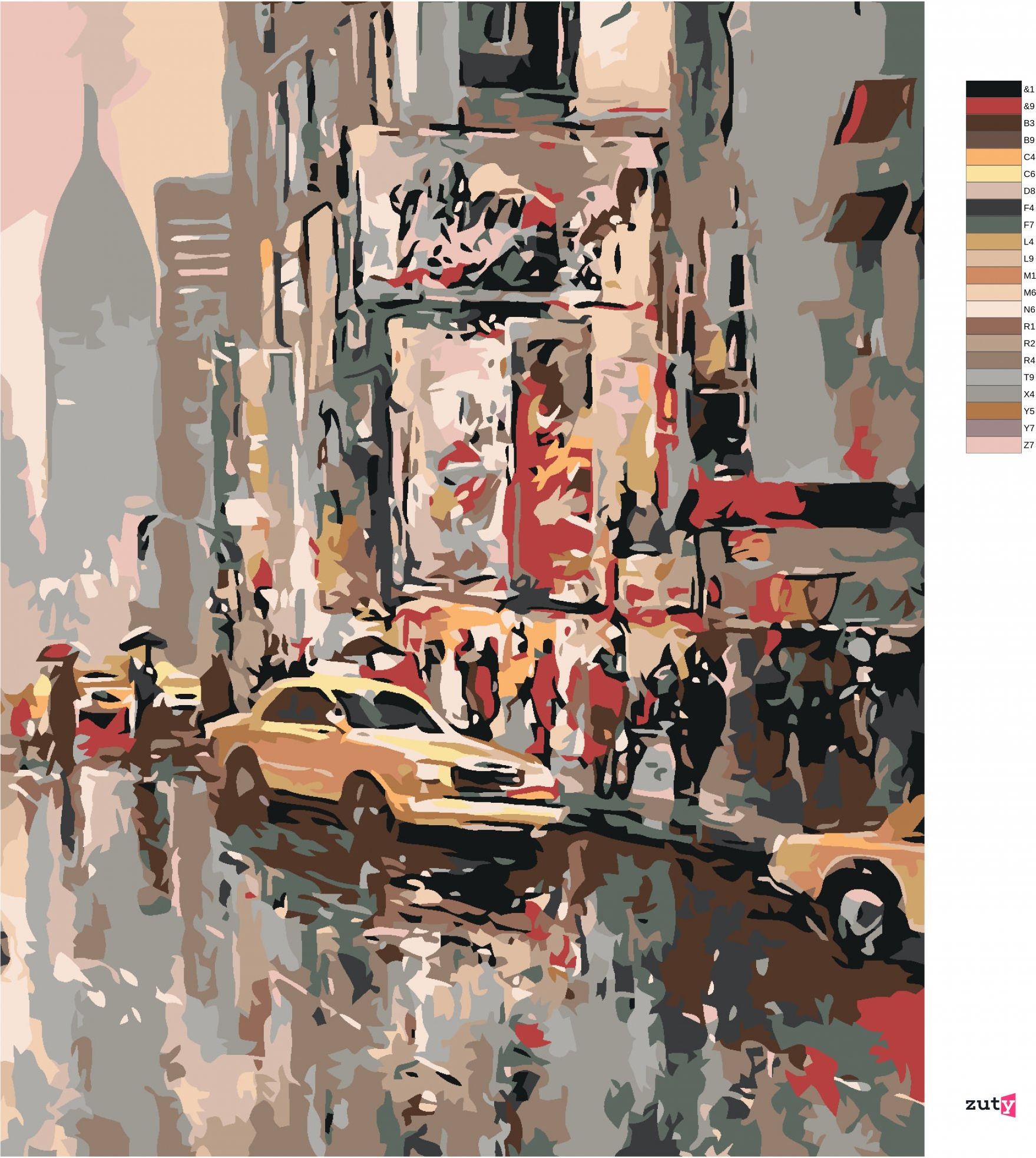 zuty Malování podle čísel - AMERICKÉ TAXI - Rozměr: 40x50 cm, Rámování: Varianta: bez rámu a bez vypnutí plátna - obrázek 7