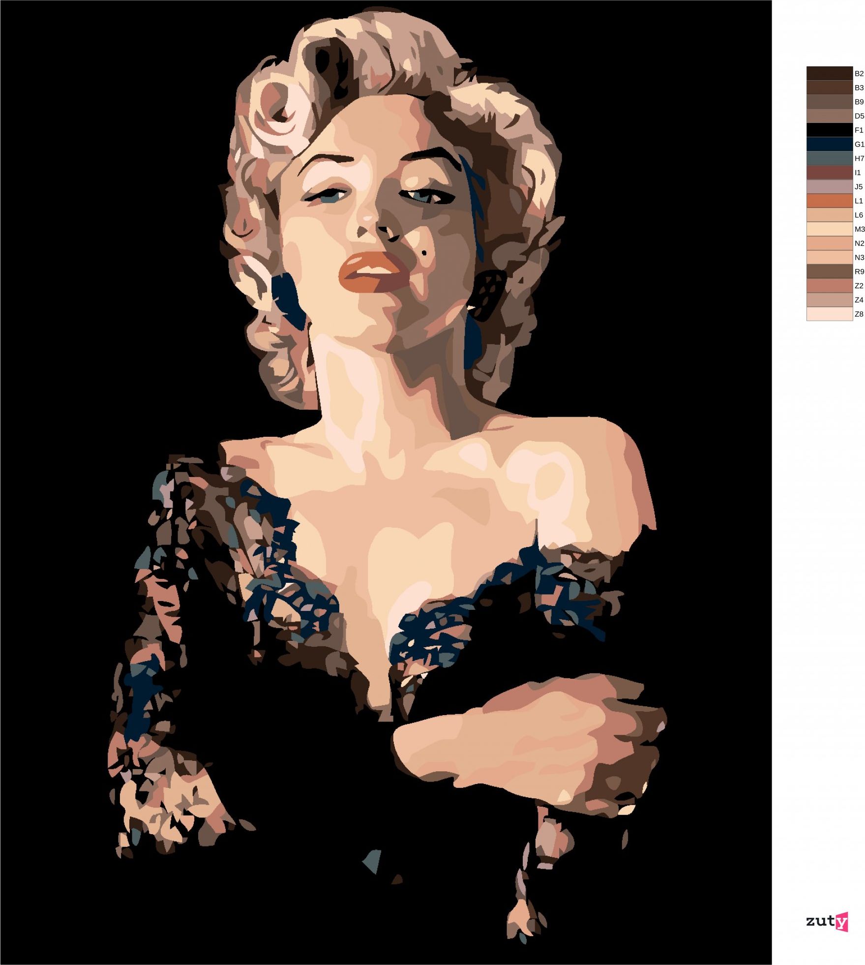 zuty Malování podle čísel - MARILYN V ČERNÝCH ŠATECH - Rozměr: 40x50 cm, Rámování: Varianta: vypnuté plátno na rám - obrázek 9