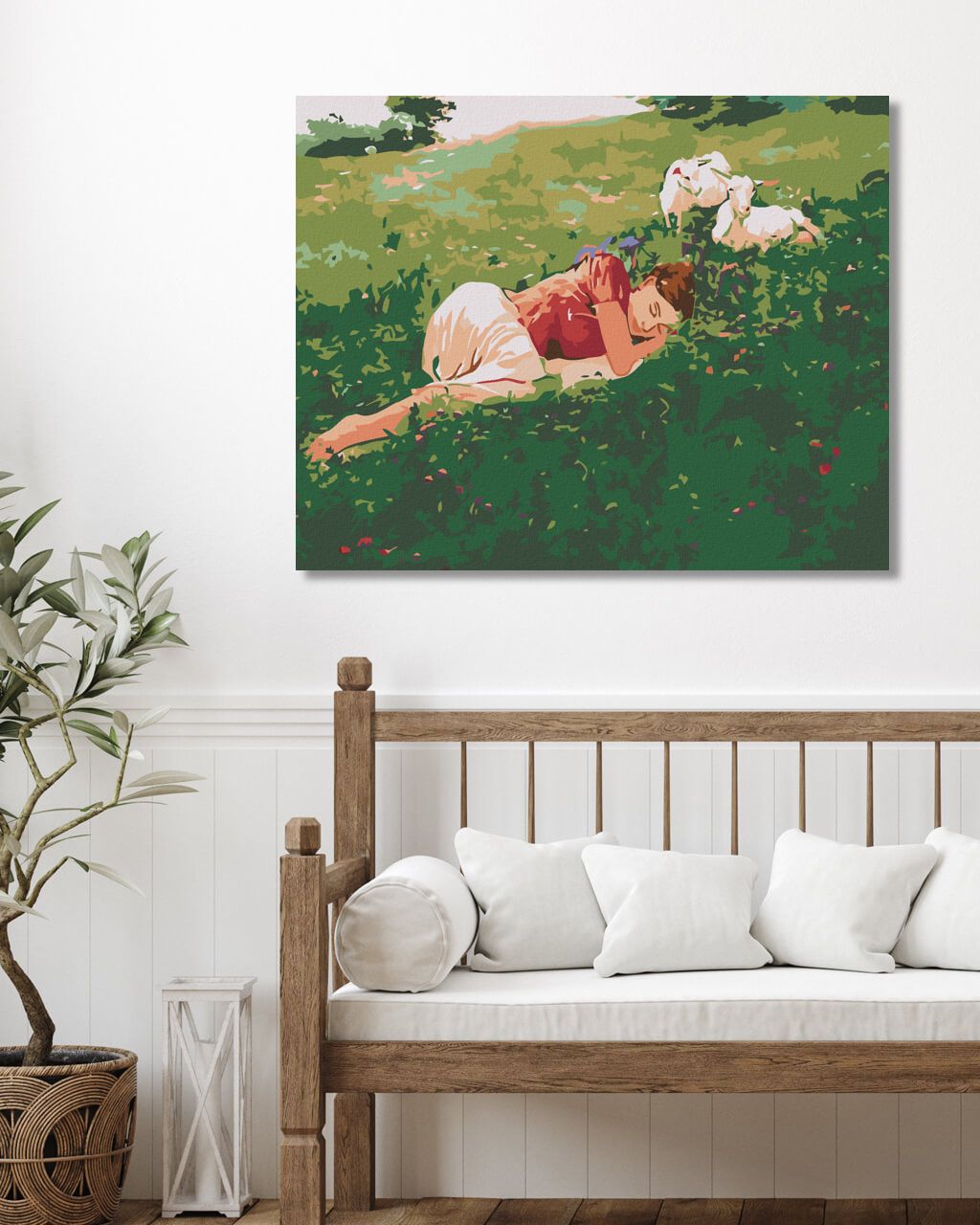 zuty Malování podle čísel - SPÍCÍ ŽENA V TRÁVĚ A KŮZLATA - Rozměr: 40x50 cm, Rámování: Varianta: vypnuté plátno na rám - obrázek 10