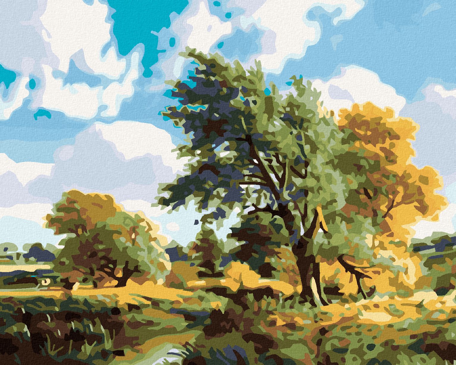 zuty Malování podle čísel - STROMY U ŘEKY - Rozměr: 40x50 cm, Rámování: Varianta: bez rámu a bez vypnutí plátna - obrázek 1