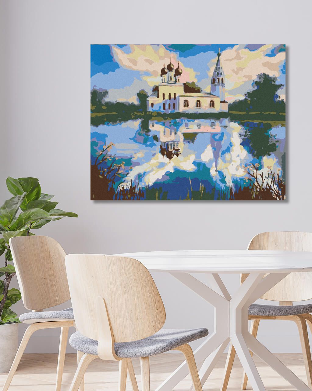 zuty Malování podle čísel - KOSTELÍK U RYBNÍKA - Rozměr: 40x50 cm, Rámování: Varianta: vypnuté plátno na rám - obrázek 9