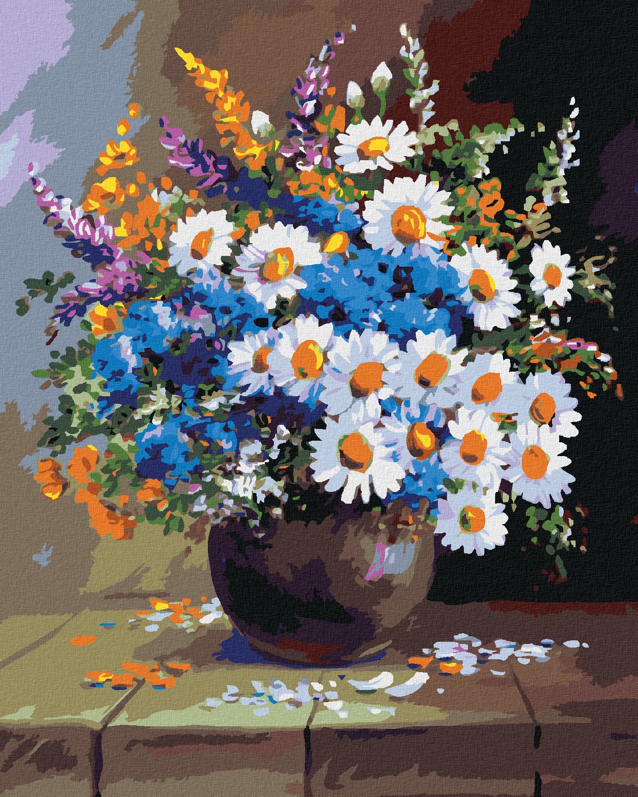 zuty Malování podle čísel - ZÁTIŠÍ VÁZA A KVĚTINY - Rozměr: 40x50 cm, Rámování: Varianta: vypnuté plátno na rám - obrázek 1