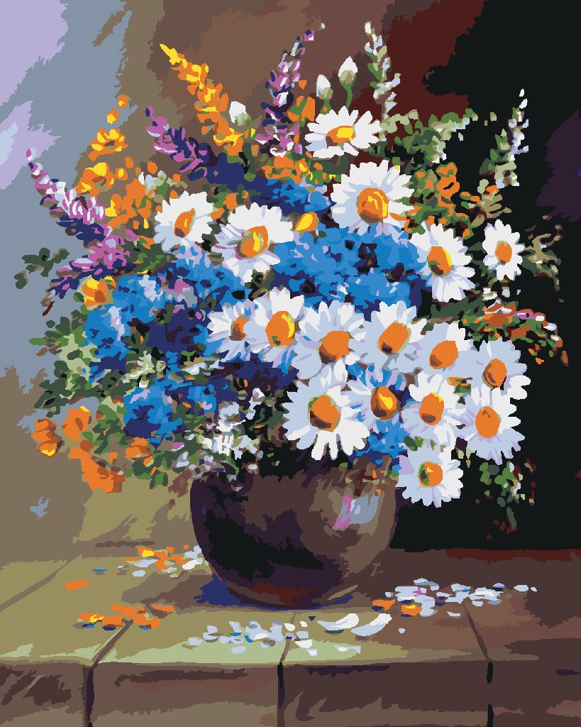 zuty Malování podle čísel - ZÁTIŠÍ VÁZA A KVĚTINY - Rozměr: 40x50 cm, Rámování: Varianta: vypnuté plátno na rám - obrázek 9