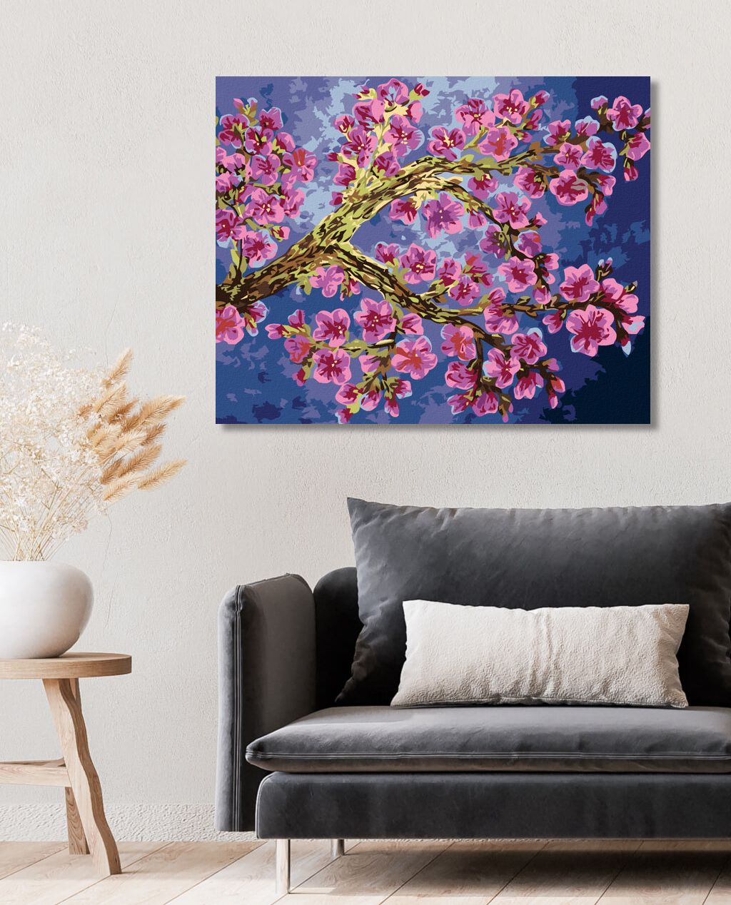 zuty Malování podle čísel - KVETOUCÍ VĚTEV SAKURY - Rozměr: 40x50 cm, Rámování: Varianta: vypnuté plátno na rám - obrázek 6