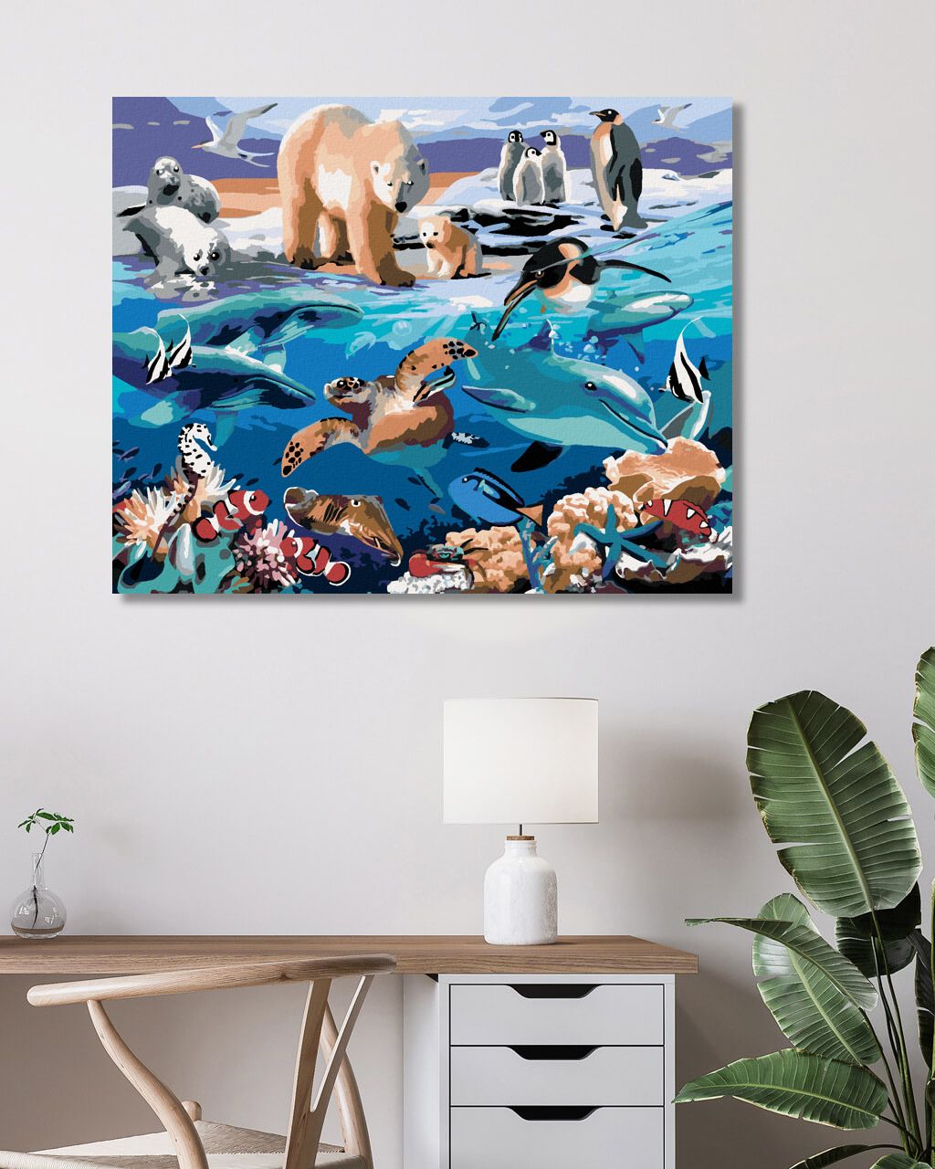 zuty Malování podle čísel - ZVÍŘATA V OCEÁNU (HOWARD ROBINSON) - Rozměr: 40x50 cm, Rámování: Varianta: vypnuté plátno na rám - obrázek 2