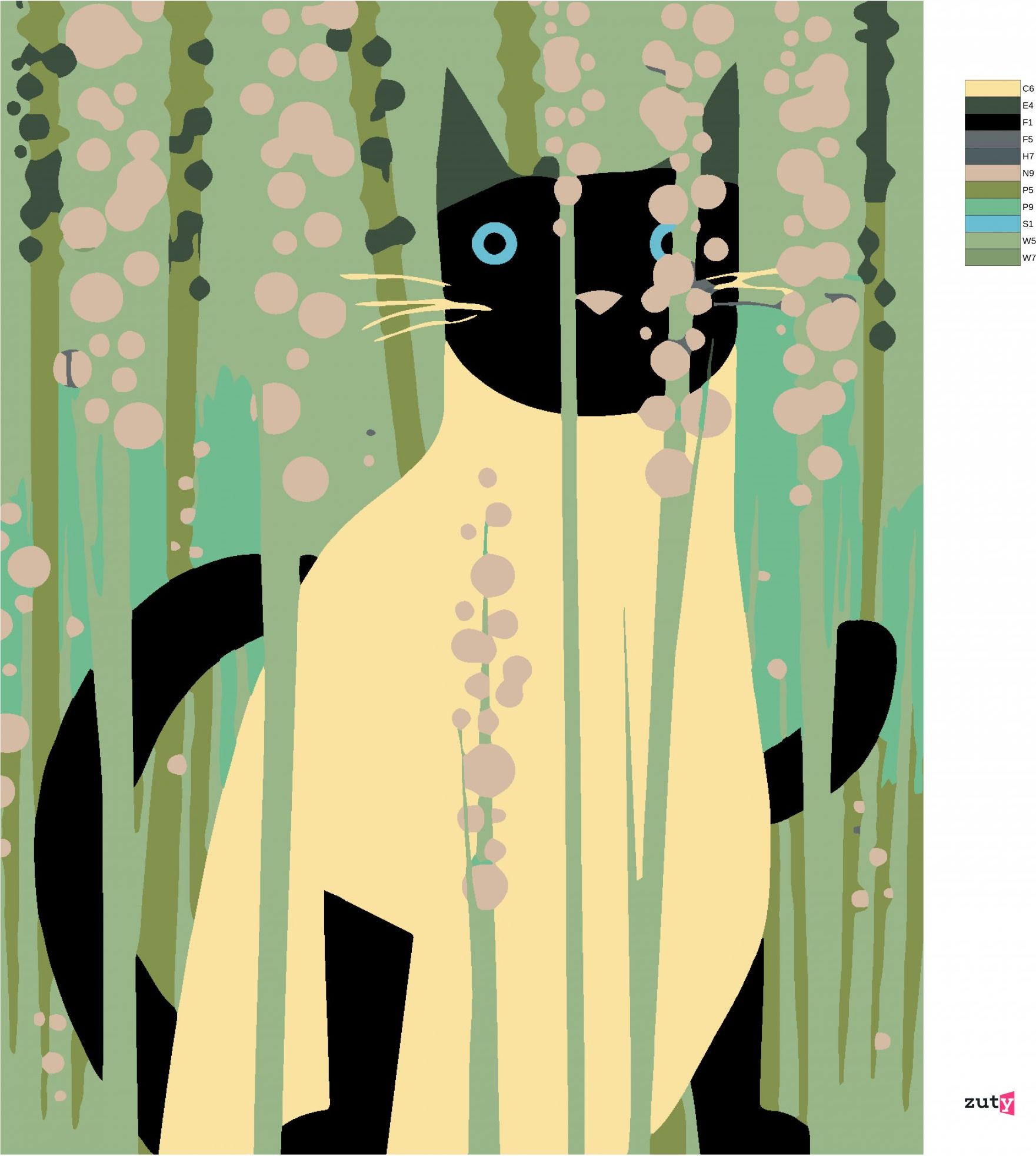 zuty Malování podle čísel - KOČKA MEZI STONKY - Rozměr: 40x50 cm, Rámování: Varianta: bez rámu a bez vypnutí plátna - obrázek 7