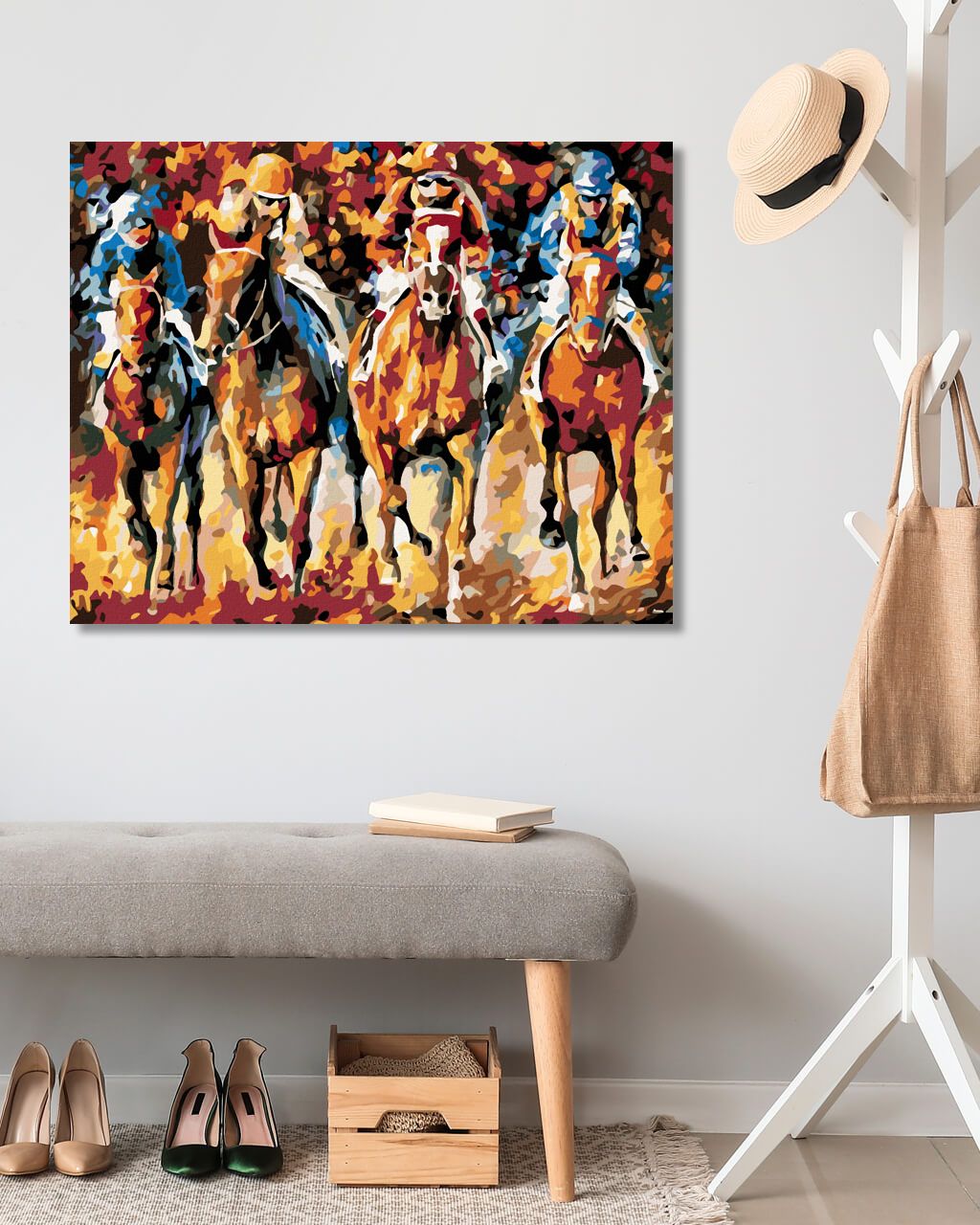 zuty Malování podle čísel - ZÁVODY NA KONÍCH - Rozměr: 40x50 cm, Rámování: Varianta: vypnuté plátno na rám - obrázek 4