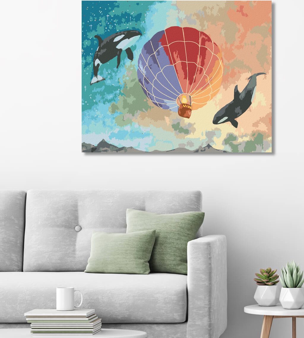 zuty Malování podle čísel - KOSATKY A HORKOVZDUŠNÝ BALON - Rozměr: 40x50 cm, Rámování: Varianta: vypnuté plátno na rám - obrázek 8