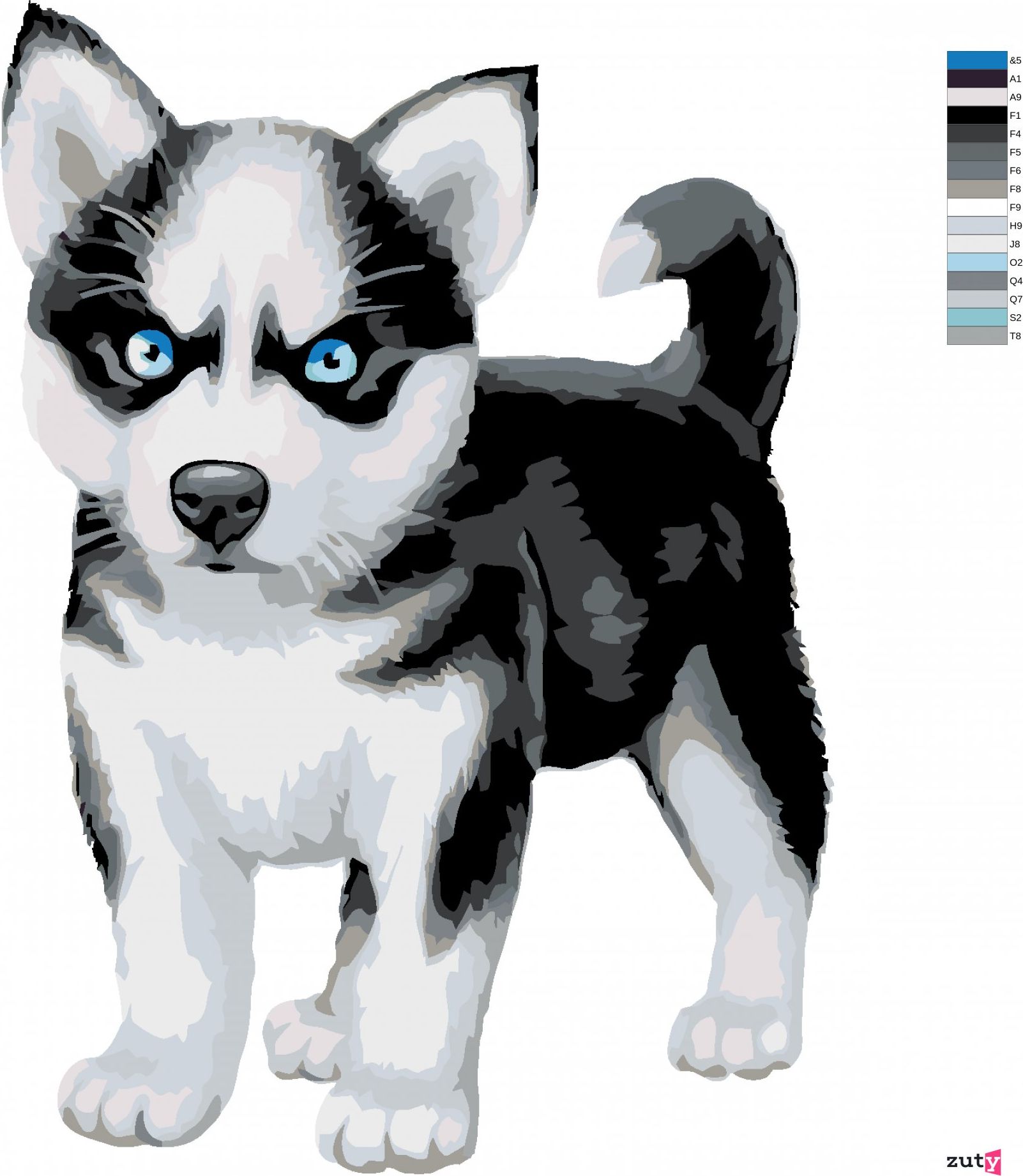 zuty Malování podle čísel - MODROOKÝ HUSKY - Rozměr: 40x50 cm, Rámování: Varianta: bez rámu a bez vypnutí plátna - obrázek 4