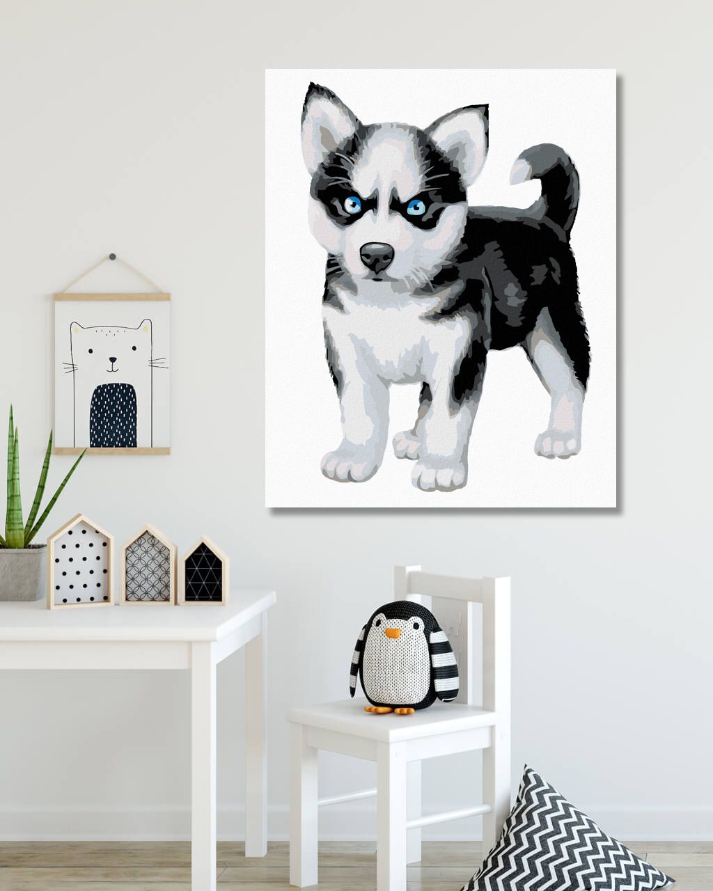 zuty Malování podle čísel - MODROOKÝ HUSKY - Rozměr: 40x50 cm, Rámování: Varianta: vypnuté plátno na rám - obrázek 3