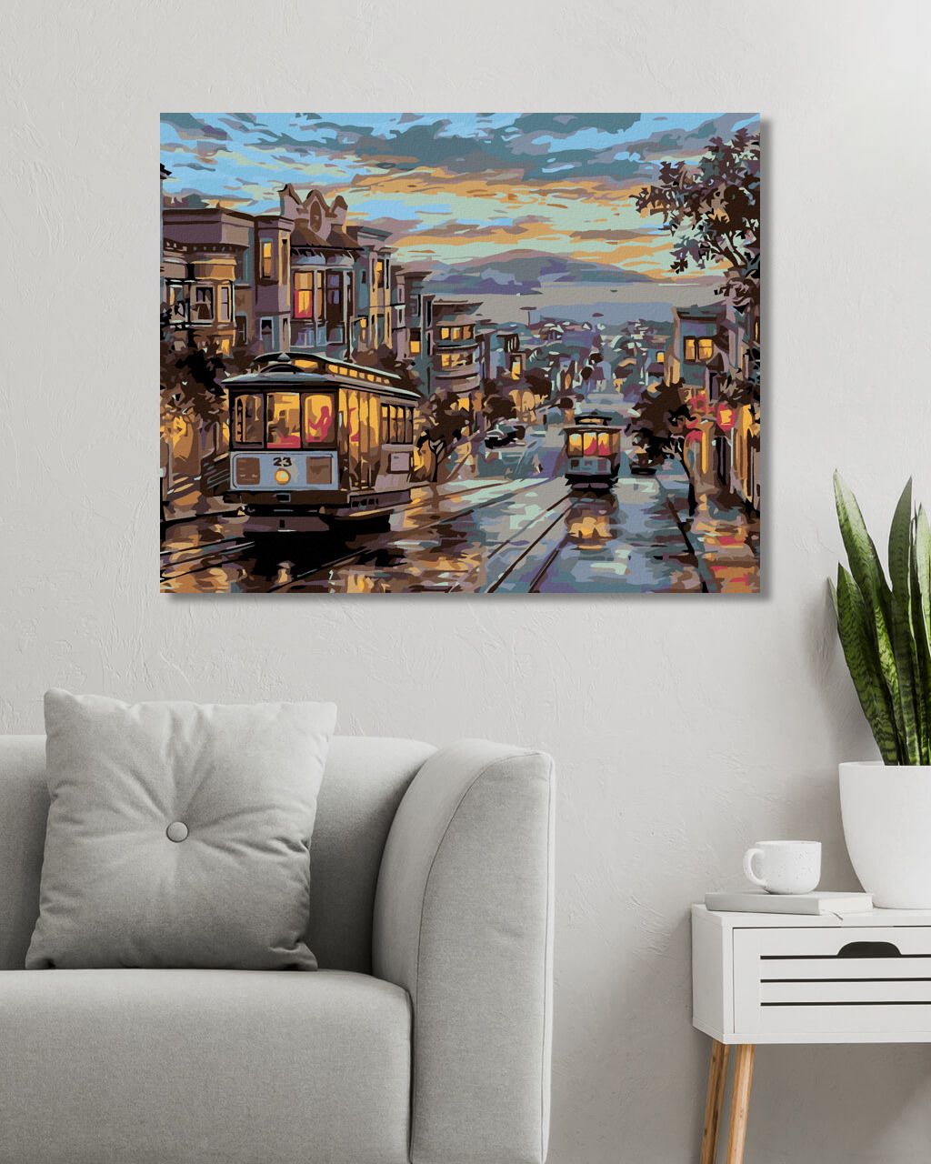 zuty Malování podle čísel - NOČNÍ TRAMVAJ - Rozměr: 40x50 cm, Rámování: Varianta: bez rámu a bez vypnutí plátna - obrázek 2