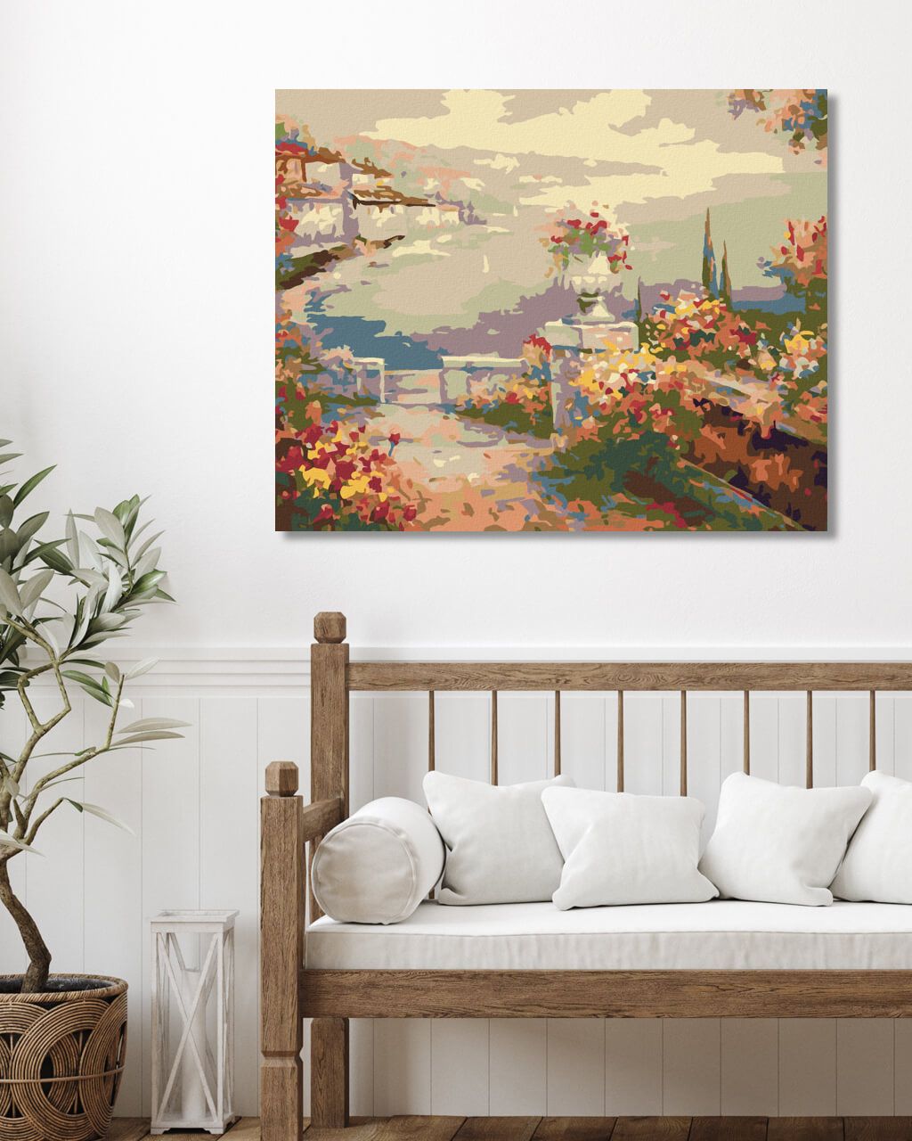 zuty Malování podle čísel - KVĚTINOVÁ TERASA NAD MOŘEM - Rozměr: 40x50 cm, Rámování: Varianta: bez rámu a bez vypnutí plátna - obrázek 3