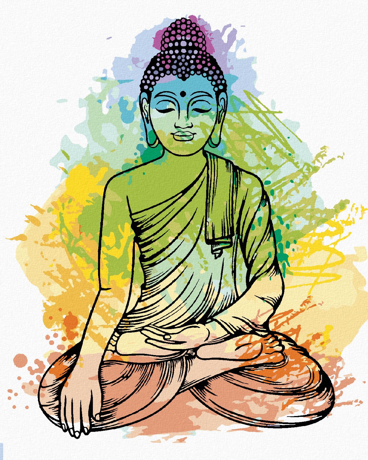 zuty Malování podle čísel - BAREVNÝ BUDDHA - Rozměr: 40x50 cm, Rámování: Varianta: vypnuté plátno na rám - obrázek 2