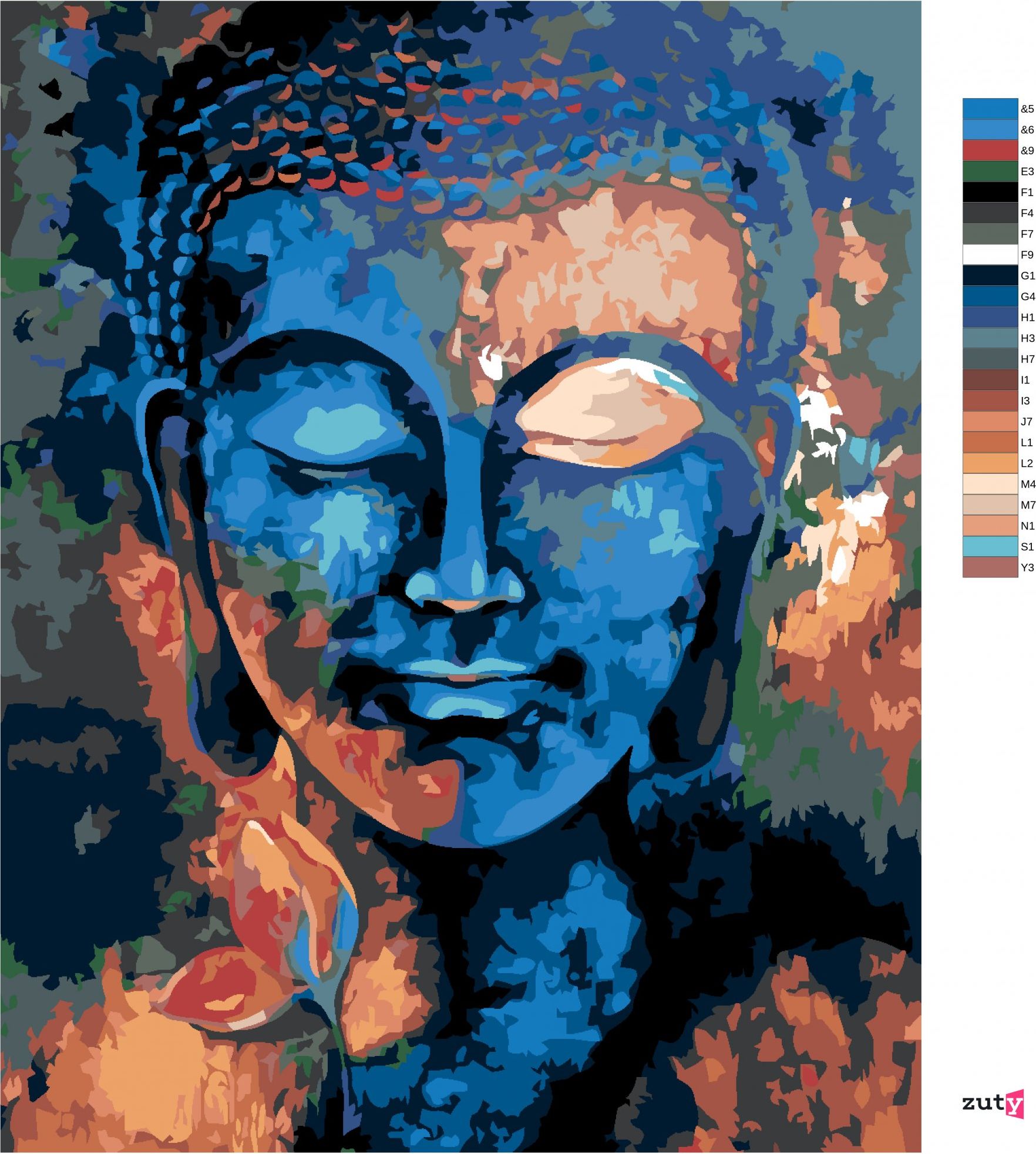 zuty Malování podle čísel - BAREVNÝ BUDDHA - Rozměr: 40x50 cm, Rámování: Varianta: bez rámu a bez vypnutí plátna - obrázek 17