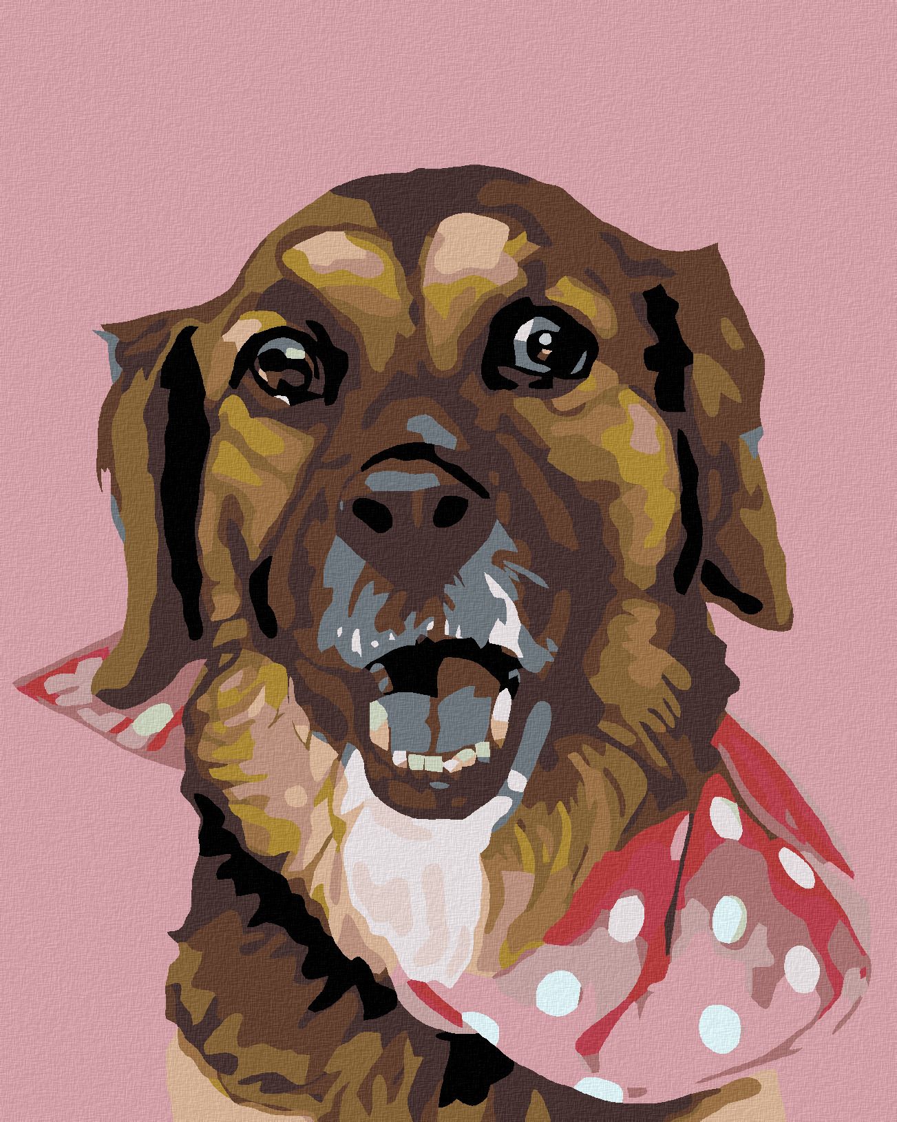 zuty Malování podle čísel - PEJSEK S PUNTÍKATÝM ŠÁTKEM - Rozměr: 40x50 cm, Rámování: Varianta: vypnuté plátno na rám - obrázek 1