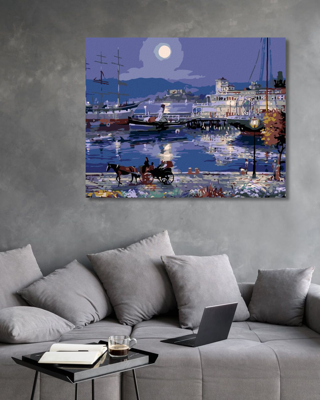 zuty Malování podle čísel - NOČNÍ PŘÍSTAVIŠTĚ - Rozměr: 40x50 cm, Rámování: Varianta: vypnuté plátno na rám - obrázek 5