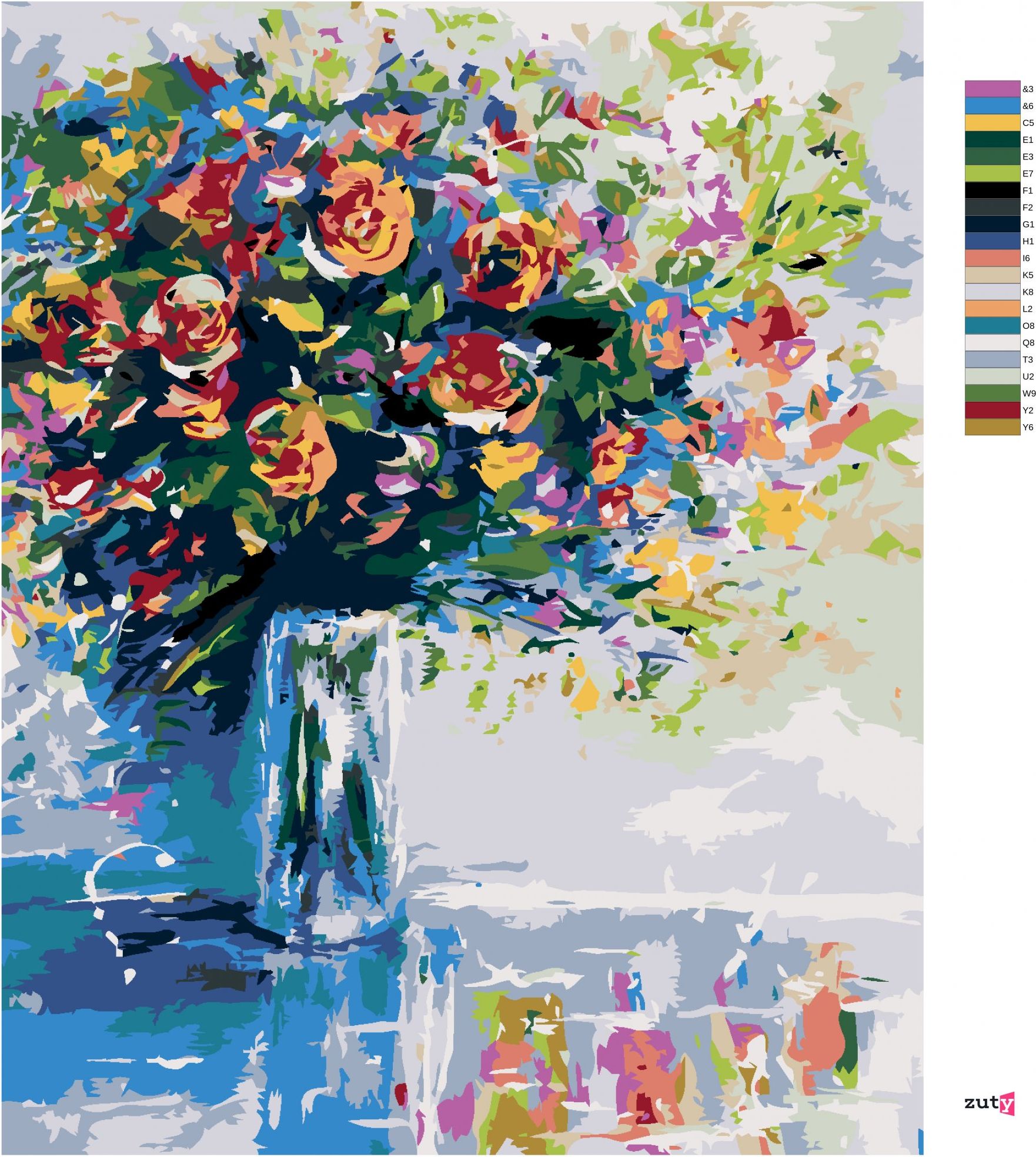 zuty Malování podle čísel - KYTICE ČERSTVÝCH KVĚTIN - Rozměr: 40x50 cm, Rámování: Varianta: bez rámu a bez vypnutí plátna - obrázek 2