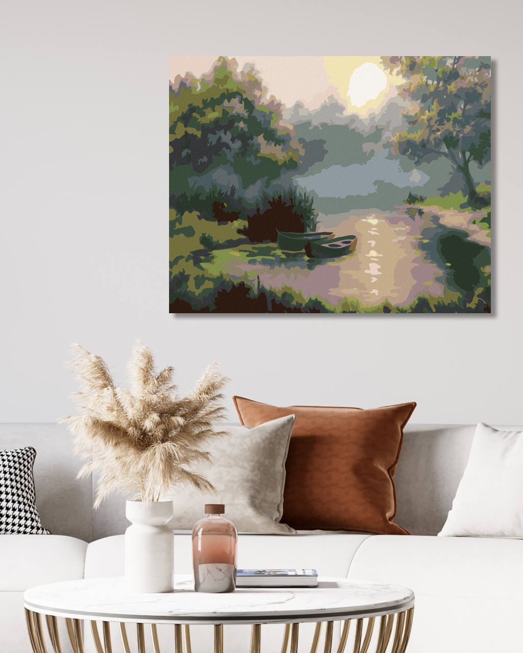zuty Malování podle čísel - LOĎKY V PODZIMNÍM ÚSVITU - Rozměr: 40x50 cm, Rámování: Varianta: vypnuté plátno na rám - obrázek 7