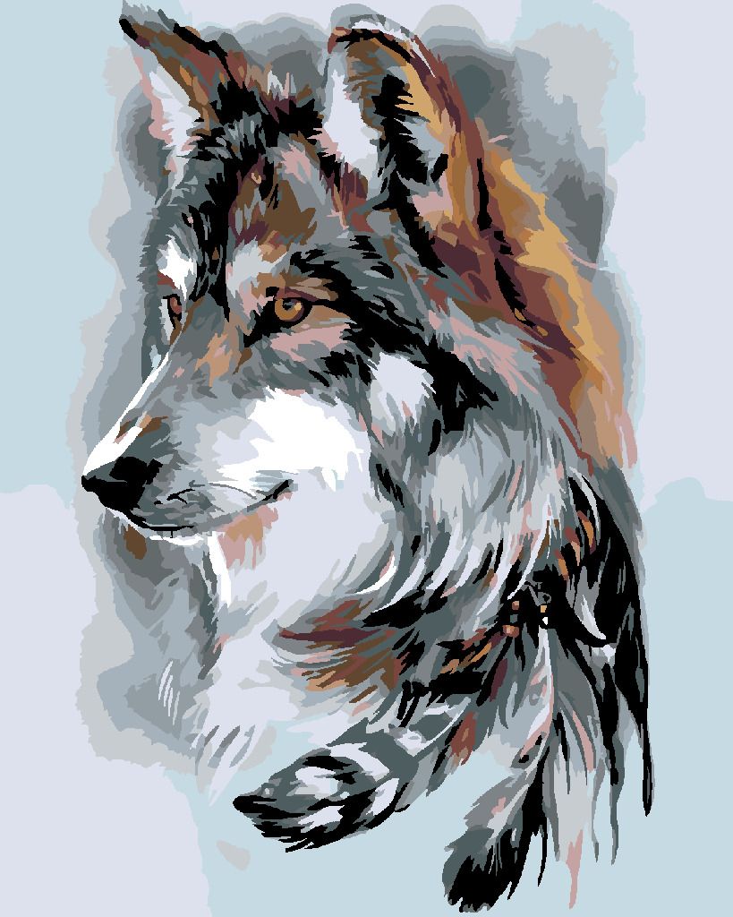 zuty Malování podle čísel - VLK A PEŘÍČKA - Rozměr: 40x50 cm, Rámování: Varianta: vypnuté plátno na rám - obrázek 6