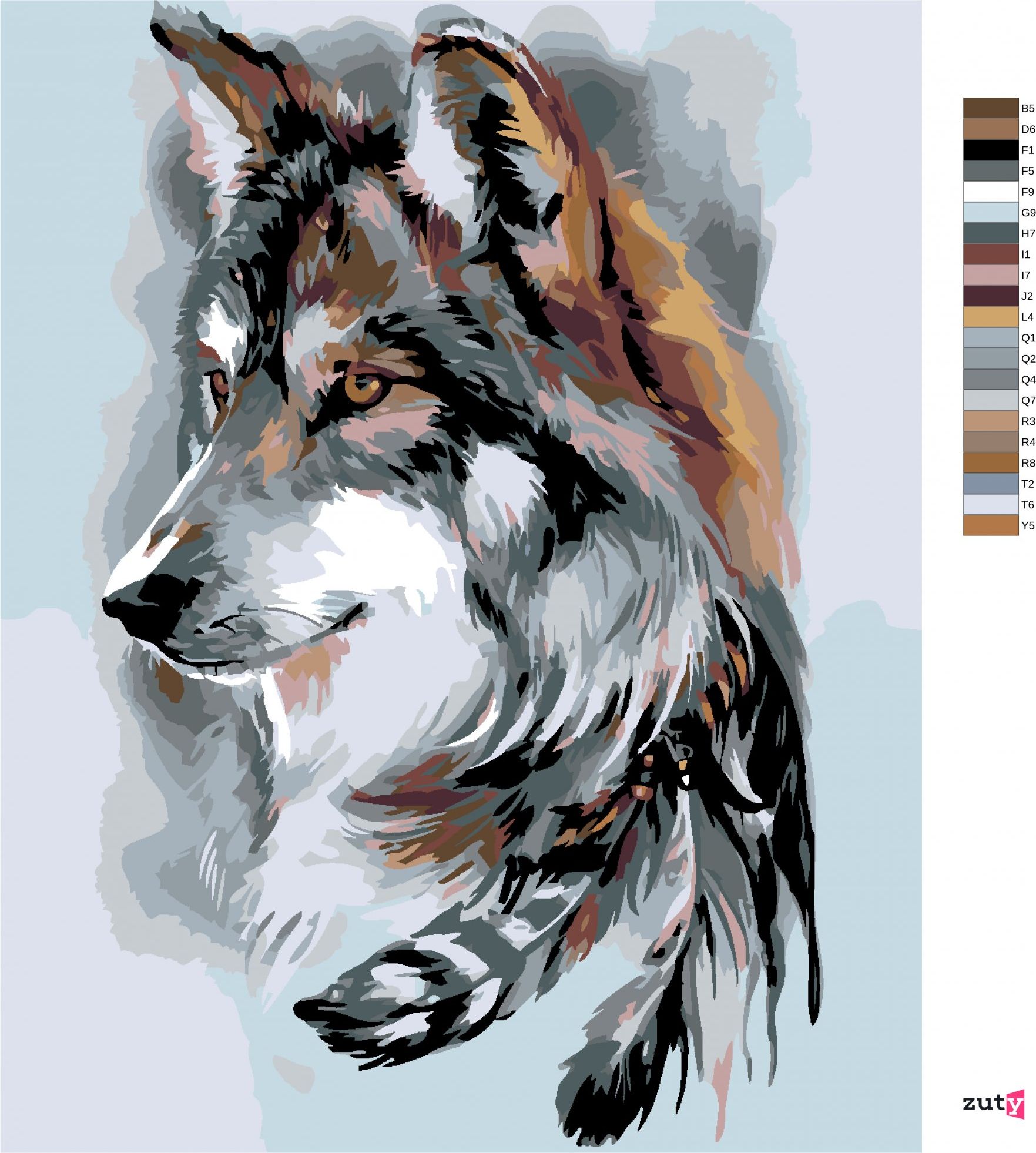 zuty Malování podle čísel - VLK A PEŘÍČKA - Rozměr: 40x50 cm, Rámování: Varianta: vypnuté plátno na rám - obrázek 10