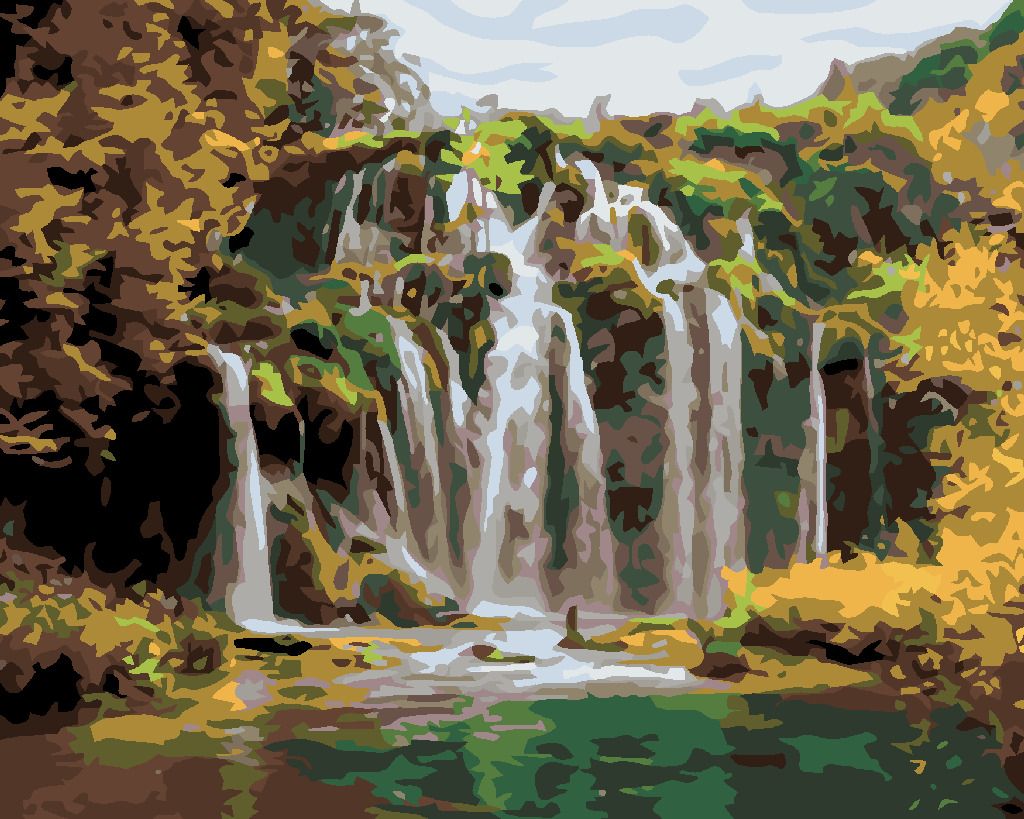 zuty Malování podle čísel - VODOPÁD NA PODZIM - Rozměr: 40x50 cm, Rámování: Varianta: vypnuté plátno na rám - obrázek 3