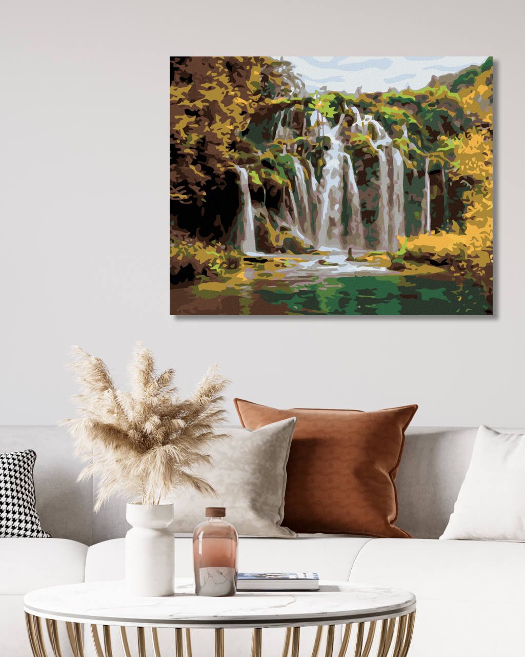 zuty Malování podle čísel - VODOPÁD NA PODZIM - Rozměr: 40x50 cm, Rámování: Varianta: vypnuté plátno na rám - obrázek 9