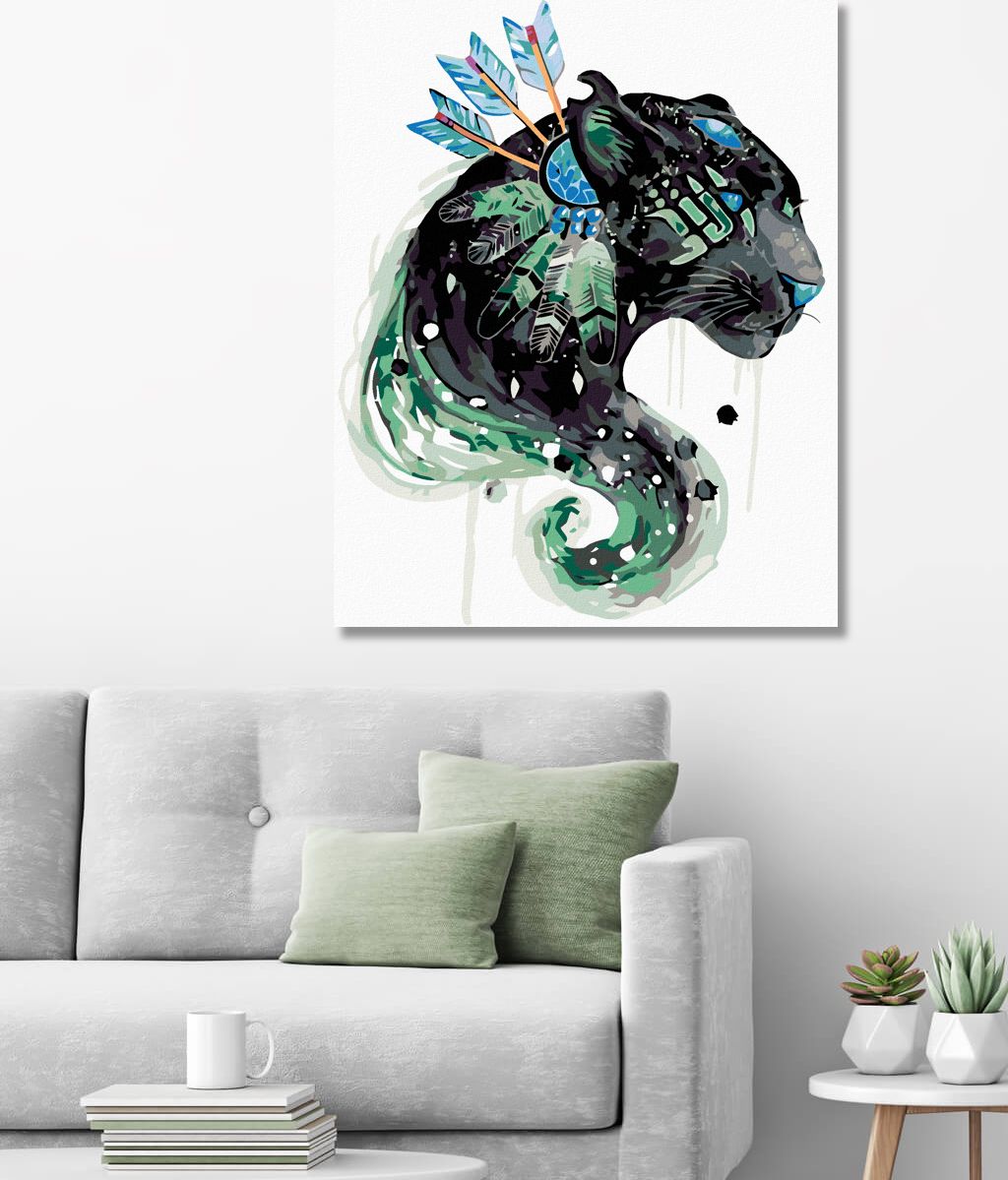 zuty Malování podle čísel - PUMA S LAPAČEM SNŮ - Rozměr: 40x50 cm, Rámování: Varianta: vypnuté plátno na rám - obrázek 3