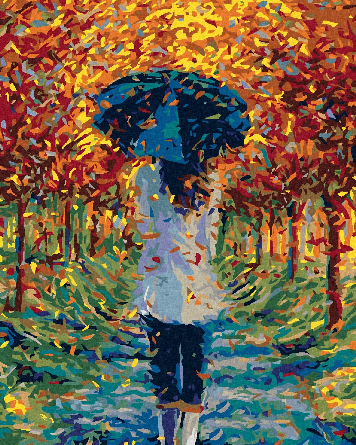 zuty Malování podle čísel - V PARKU POD DEŠTNÍKEM - Rozměr: 40x50 cm, Rámování: Varianta: vypnuté plátno na rám - obrázek 1