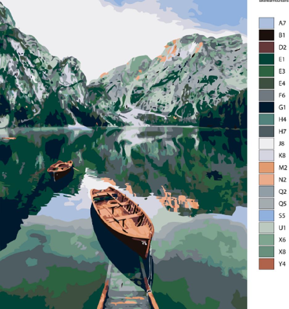 zuty Malování podle čísel - PRAMICE NA JEZEŘE V HORÁCH - Rozměr: 40x50 cm, Rámování: Varianta: bez rámu a bez vypnutí plátna - obrázek 15