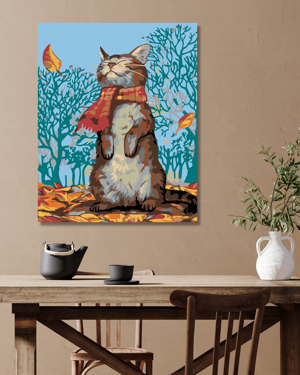zuty Malování podle čísel - KOČKA A PODZIMNÍ POČASÍ - Rozměr: 40x50 cm, Rámování: Varianta: bez rámu a bez vypnutí plátna - obrázek 6