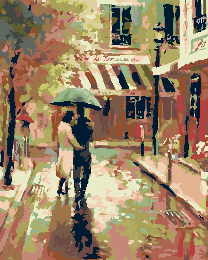 zuty Malování podle čísel - PROCHÁZKA V DEŠTI - Rozměr: 40x50 cm, Rámování: Varianta: bez rámu a bez vypnutí plátna - obrázek 4