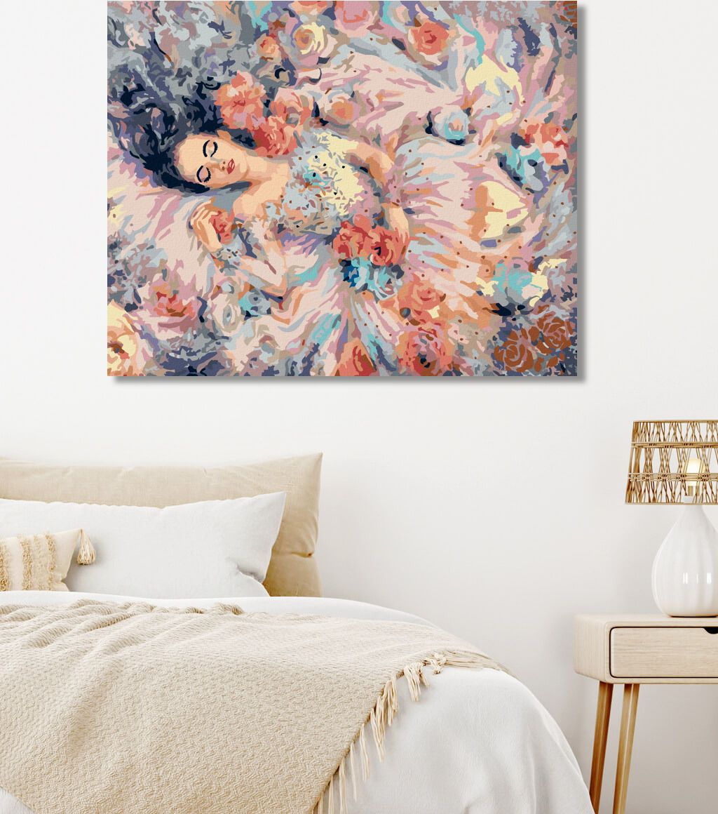 zuty Malování podle čísel - ŽENA OBKLOPENA RŮŽEMI - Rozměr: 40x50 cm, Rámování: Varianta: bez rámu a bez vypnutí plátna - obrázek 10