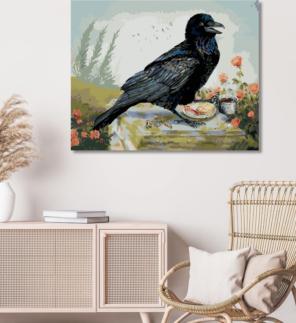 zuty Malování podle čísel - HAVRAN A KÁVA (HOLLY SIMENTAL) - Rozměr: 40x50 cm, Rámování: Varianta: vypnuté plátno na rám - obrázek 9