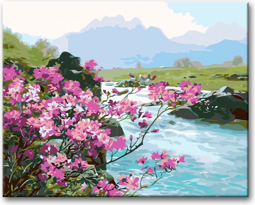 zuty Malování podle čísel - ROZKVETLÉ KVĚTINY U ŘEKY - Rozměr: 40x50 cm, Rámování: Varianta: bez rámu a bez vypnutí plátna - obrázek 13