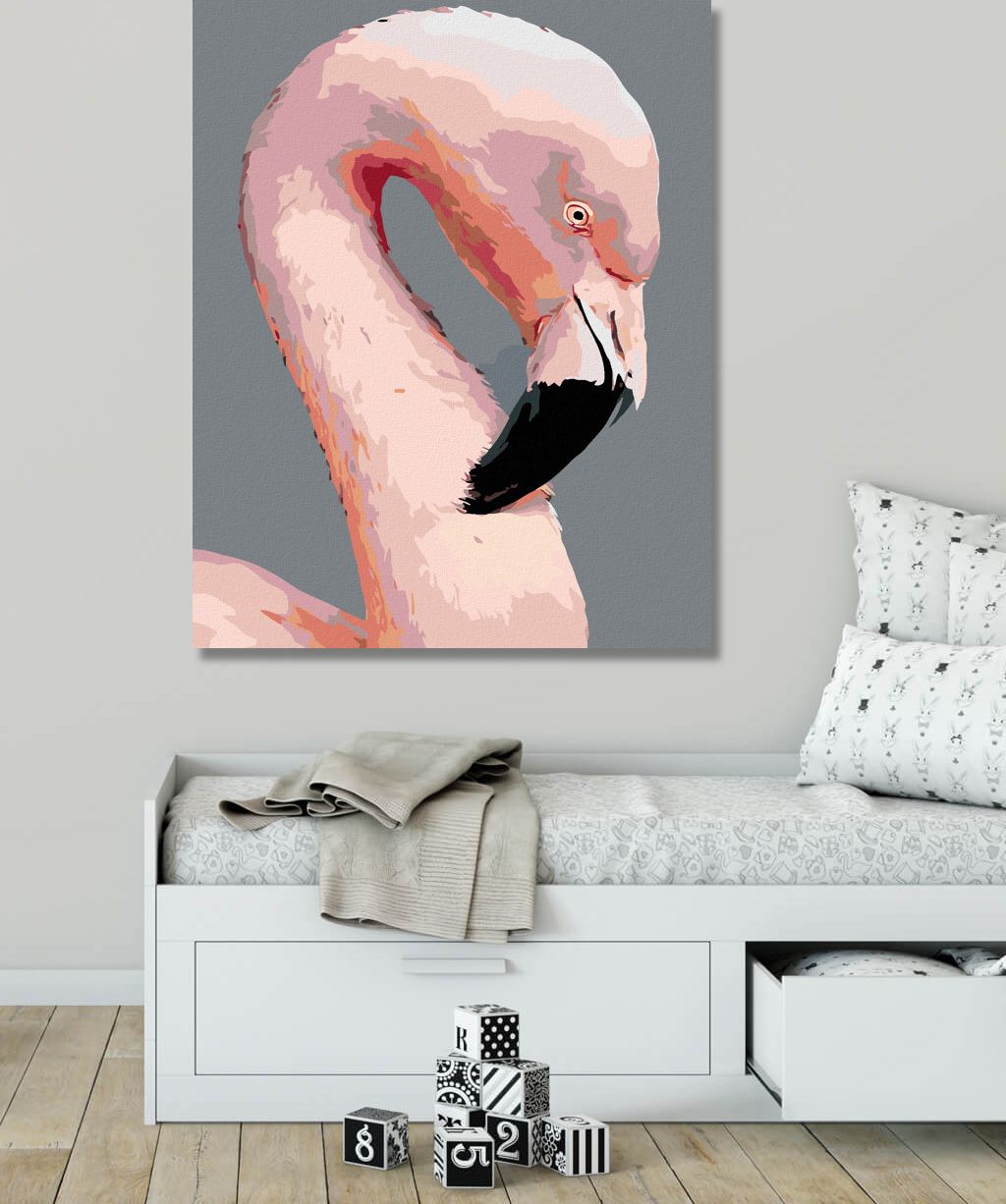 zuty Malování podle čísel - RŮŽOVÝ PLAMEŇÁK - Rozměr: 40x50 cm, Rámování: Varianta: vypnuté plátno na rám - obrázek 10