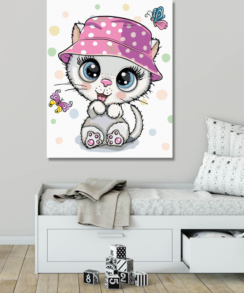 zuty Malování podle čísel - MALÁ KOČKA V KLOBOUKU - Rozměr: 40x50 cm, Rámování: Varianta: vypnuté plátno na rám - obrázek 3