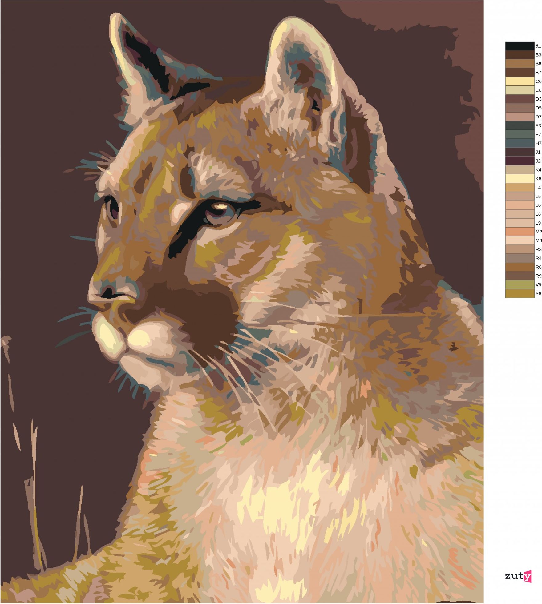 zuty Malování podle čísel - PUMA - Rozměr: 40x50 cm, Rámování: Varianta: bez rámu a bez vypnutí plátna - obrázek 3
