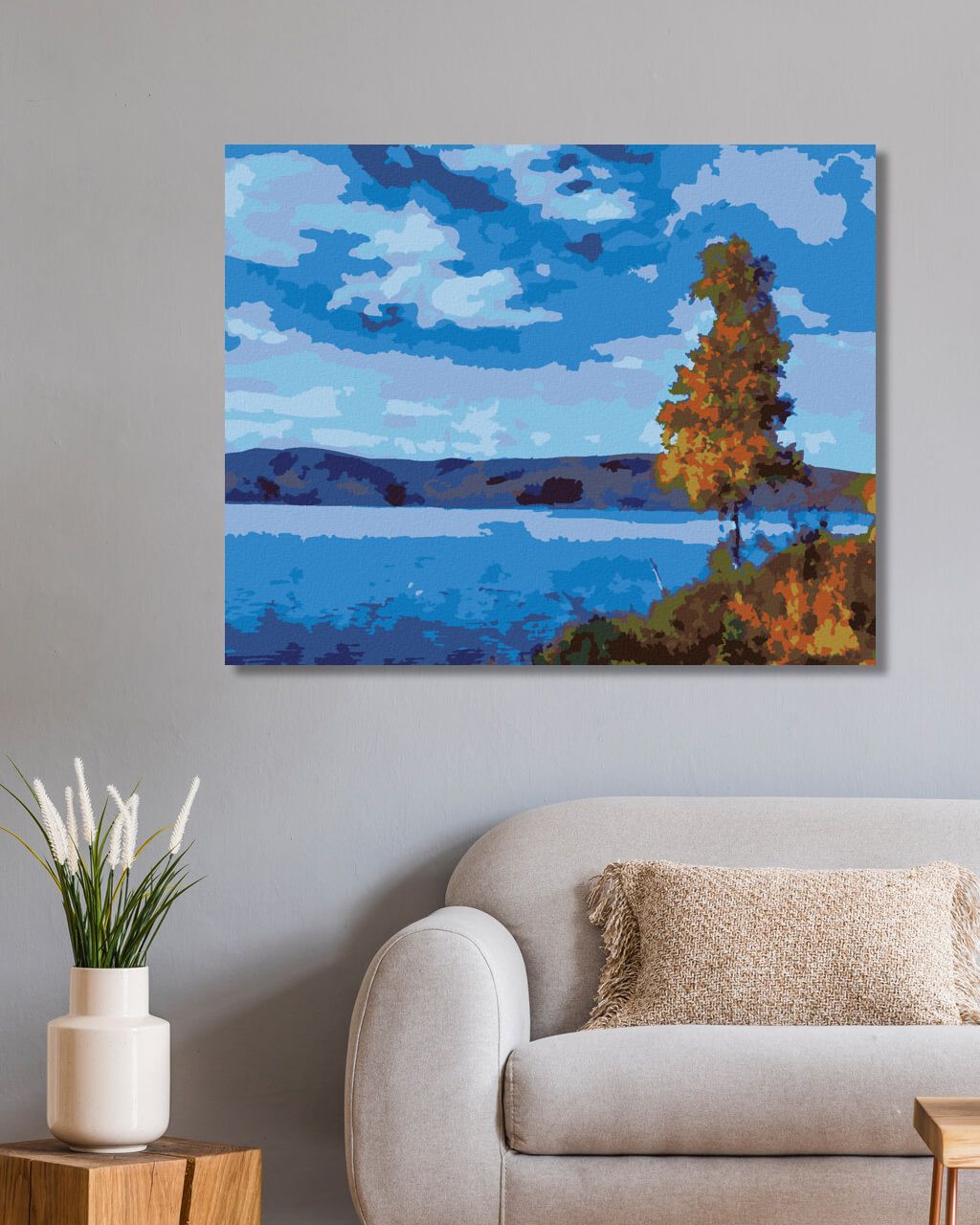 zuty Malování podle čísel - JEZERO S MODROU OBLOHOU - Rozměr: 40x50 cm, Rámování: Varianta: vypnuté plátno na rám - obrázek 2
