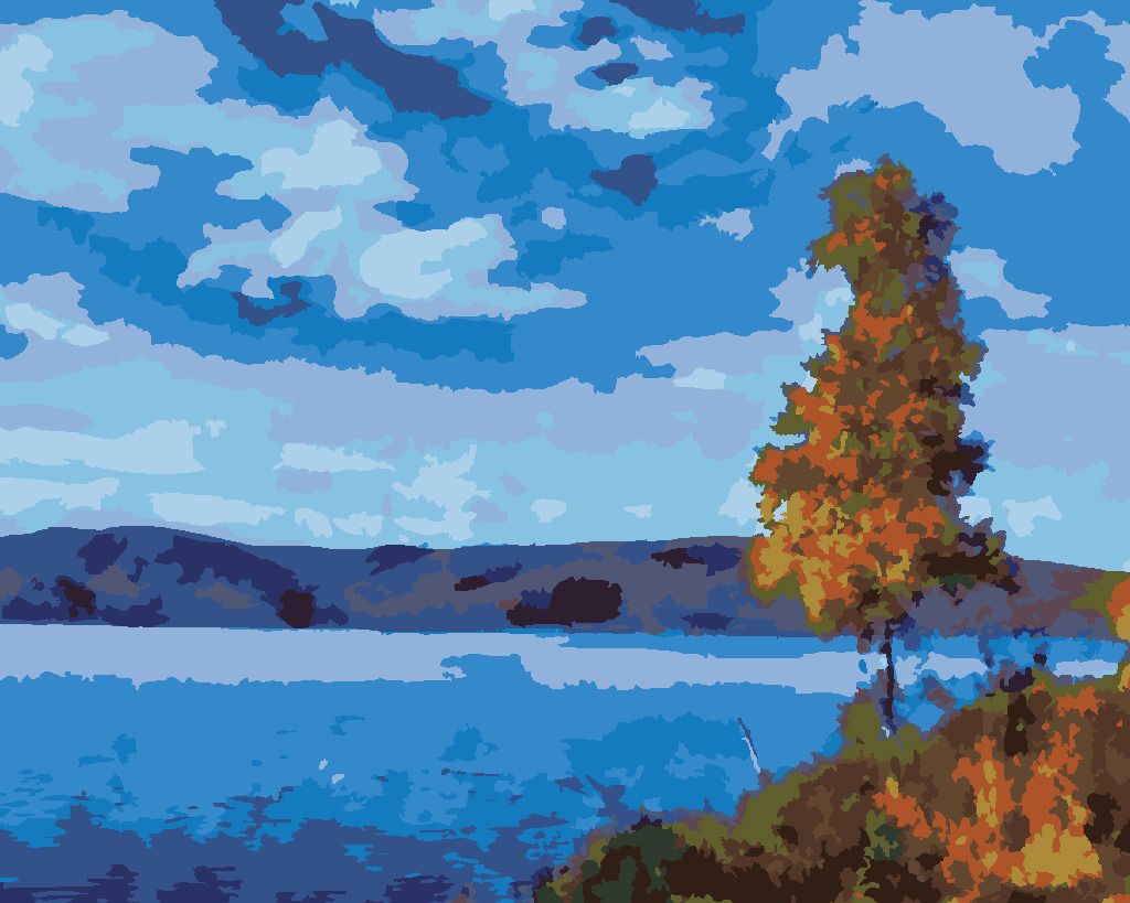 zuty Malování podle čísel - JEZERO S MODROU OBLOHOU - Rozměr: 40x50 cm, Rámování: Varianta: vypnuté plátno na rám - obrázek 6