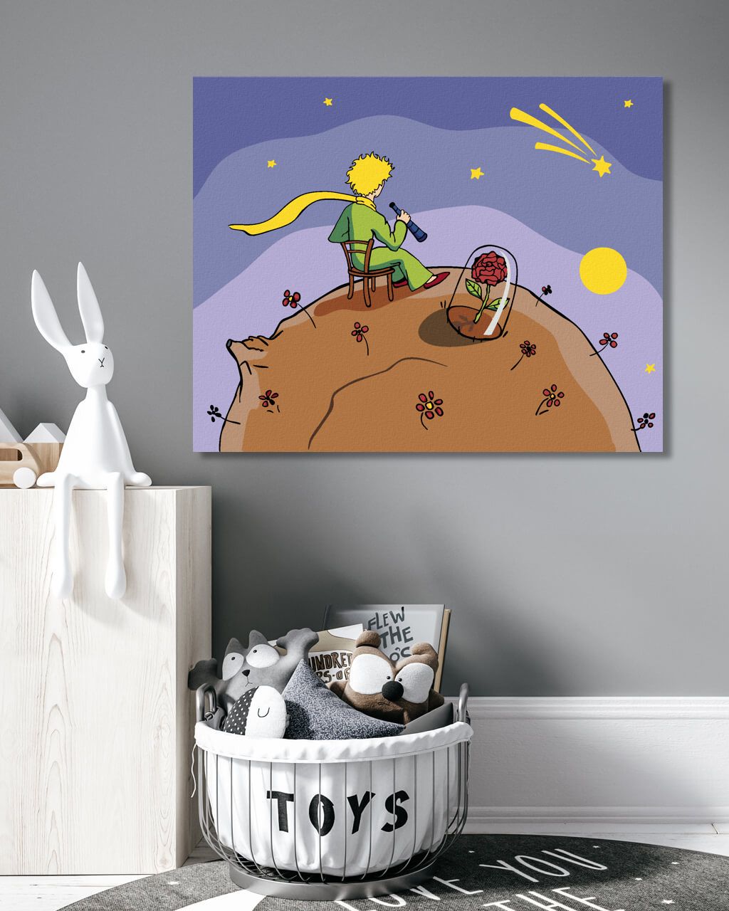 zuty Malování podle čísel - MALÝ PRINC PŘI POHLEDU NA HVĚZDY - Rozměr: 40x50 cm, Rámování: Varianta: vypnuté plátno na rám - obrázek 5