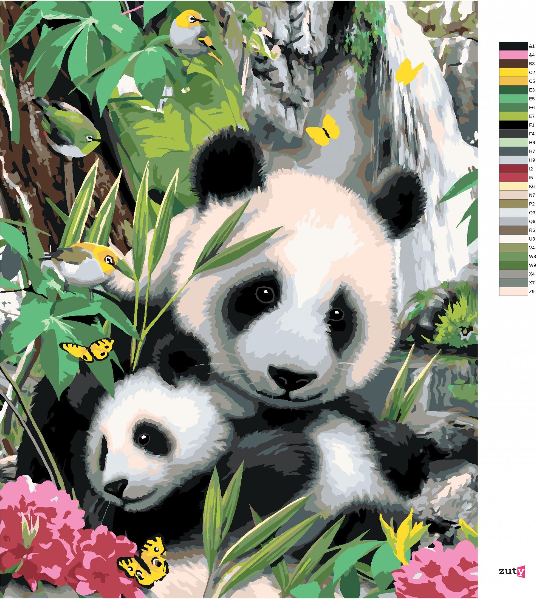 zuty Malování podle čísel - PANDA S MLÁDĚTEM A VODOPÁD (HOWARD ROBINSON) - Rozměr: 40x50 cm, Rámování: Varianta: vypnuté plátno na rám - obrázek 7