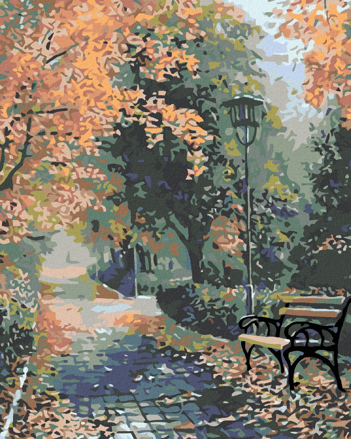 zuty Malování podle čísel - PARK V LISTOPADU - Rozměr: 40x50 cm, Rámování: Varianta: bez rámu a bez vypnutí plátna - obrázek 1