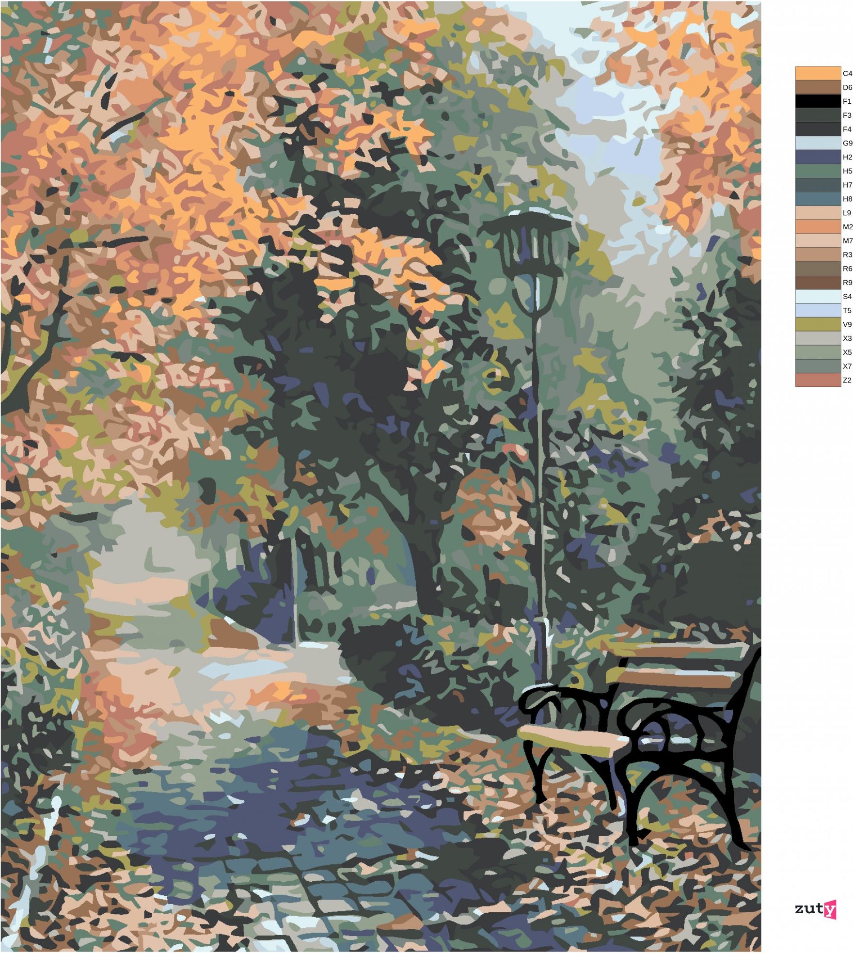 zuty Malování podle čísel - PARK V LISTOPADU - Rozměr: 40x50 cm, Rámování: Varianta: vypnuté plátno na rám - obrázek 5