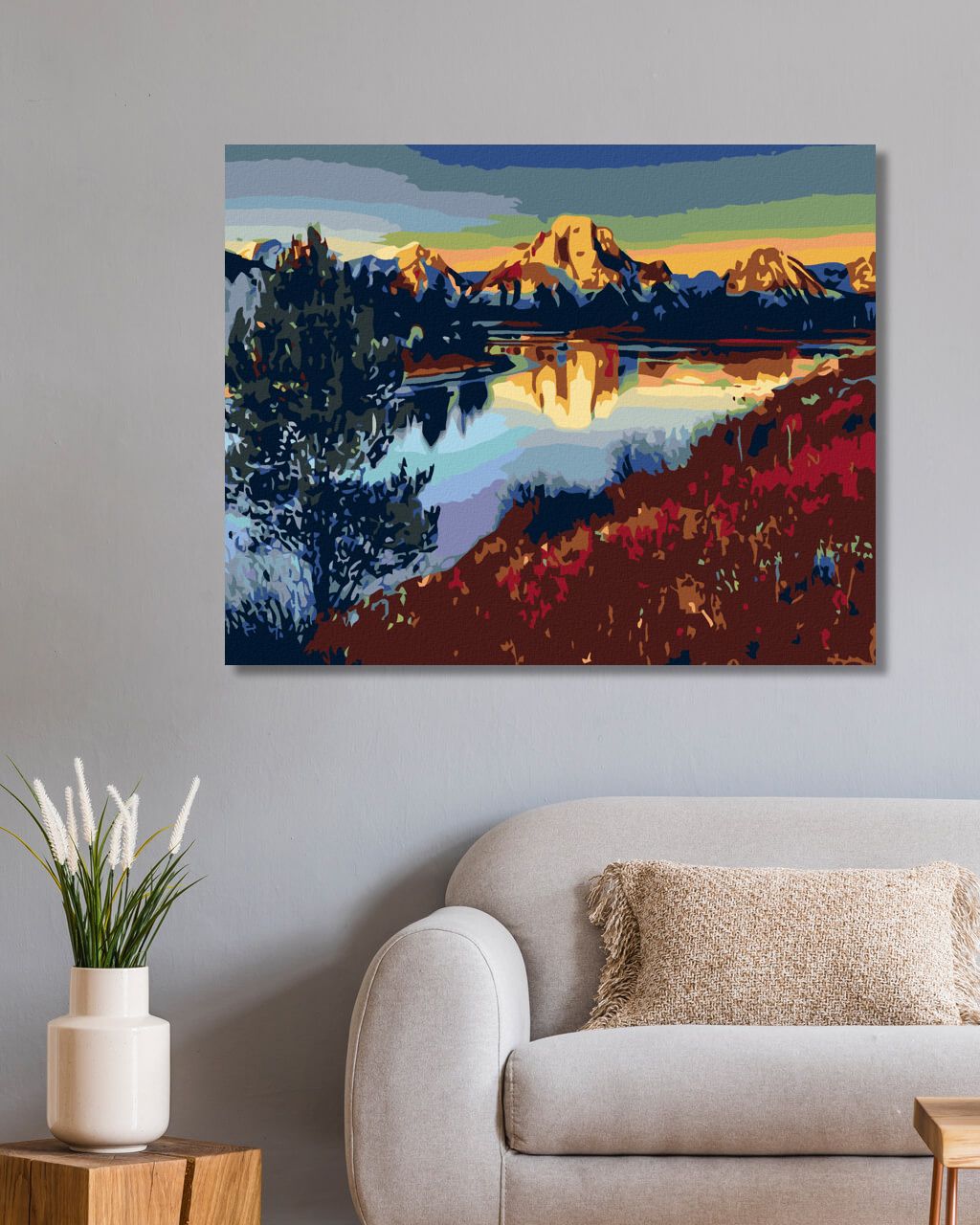 zuty Malování podle čísel - JEZERO POD HORAMI - Rozměr: 40x50 cm, Rámování: Varianta: vypnuté plátno na rám - obrázek 3