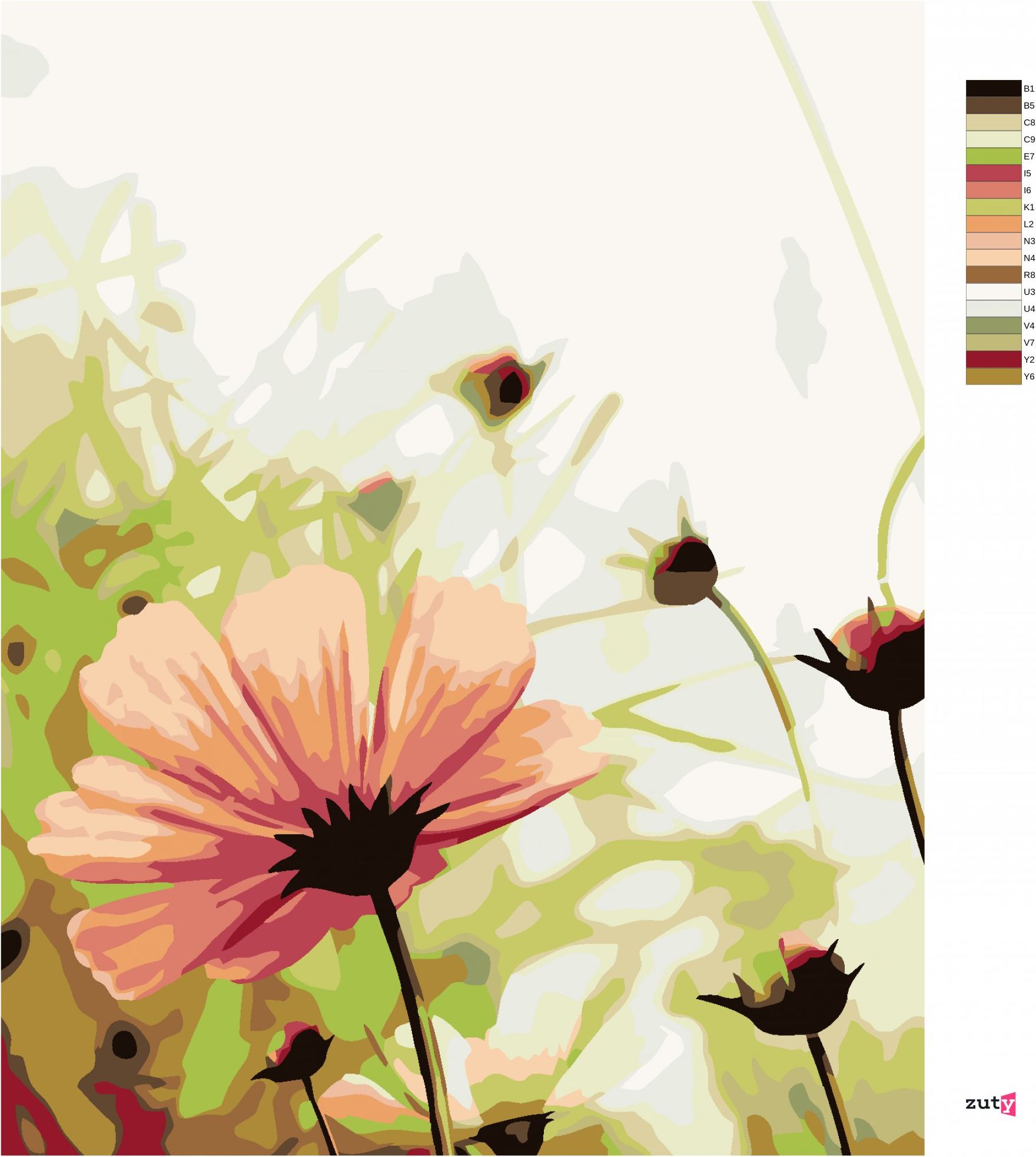 zuty Malování podle čísel - ROZKVĚTLÁ KVĚTINA NA LOUCE - Rozměr: 40x50 cm, Rámování: Varianta: vypnuté plátno na rám - obrázek 5