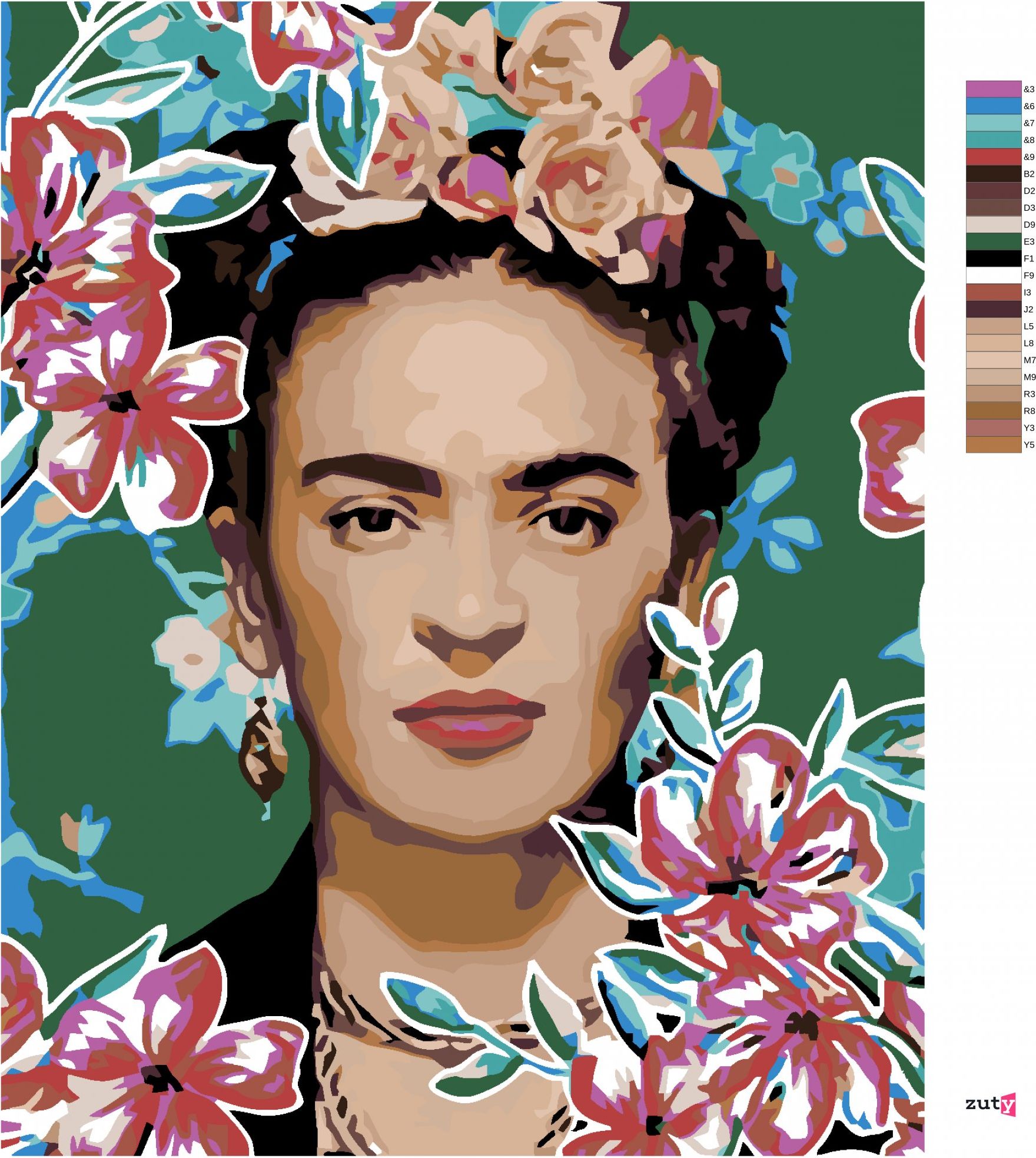zuty Malování podle čísel - FRIDA KAHLO I. - Rozměr: 40x50 cm, Rámování: Varianta: bez rámu a bez vypnutí plátna - obrázek 8