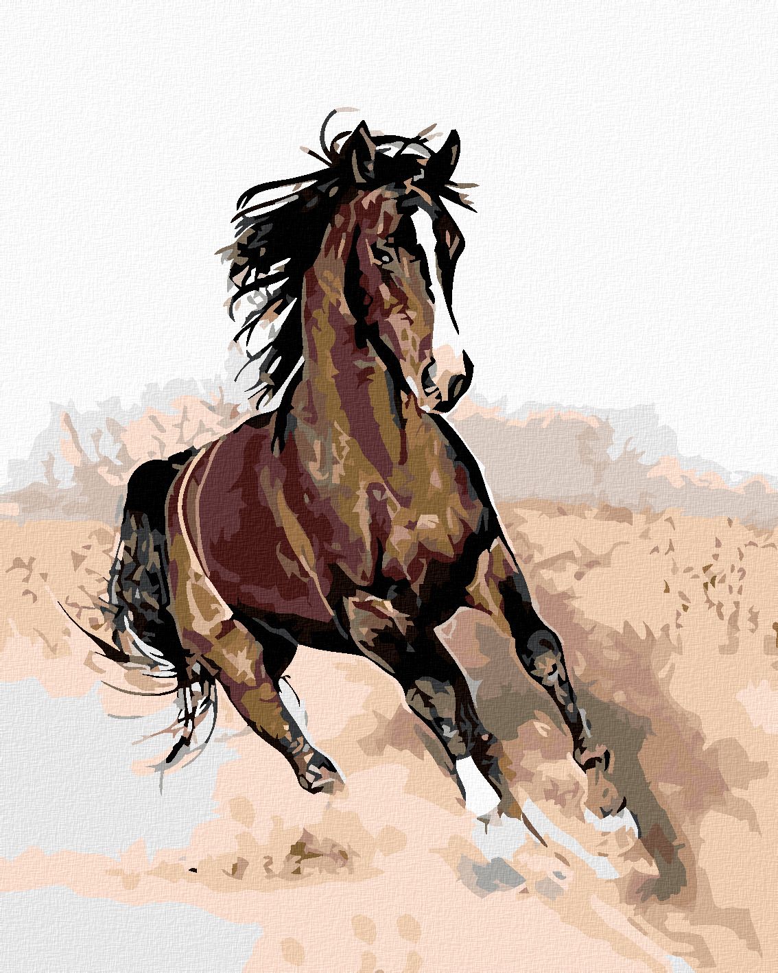 zuty Malování podle čísel - HNĚDÁK V PÍSKU - Rozměr: 40x50 cm, Rámování: Varianta: bez rámu a bez vypnutí plátna - obrázek 1