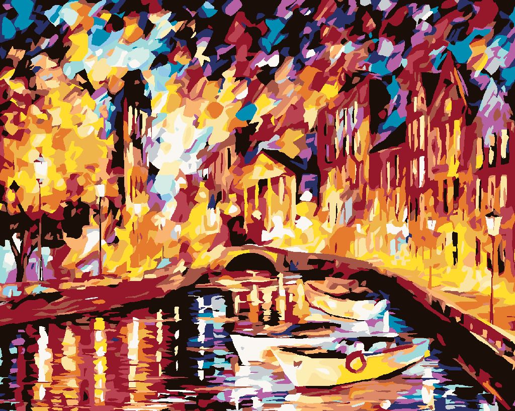zuty Malování podle čísel - LOĎKY V BENÁTKÁCH - Rozměr: 40x50 cm, Rámování: Varianta: vypnuté plátno na rám - obrázek 2