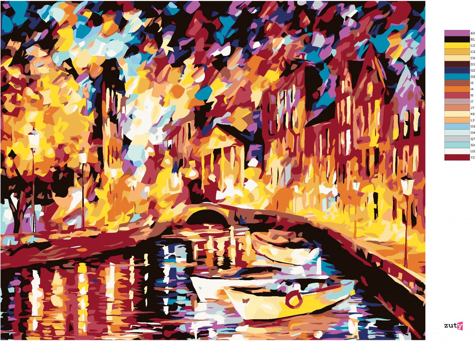 zuty Malování podle čísel - LOĎKY V BENÁTKÁCH - Rozměr: 40x50 cm, Rámování: Varianta: vypnuté plátno na rám - obrázek 10